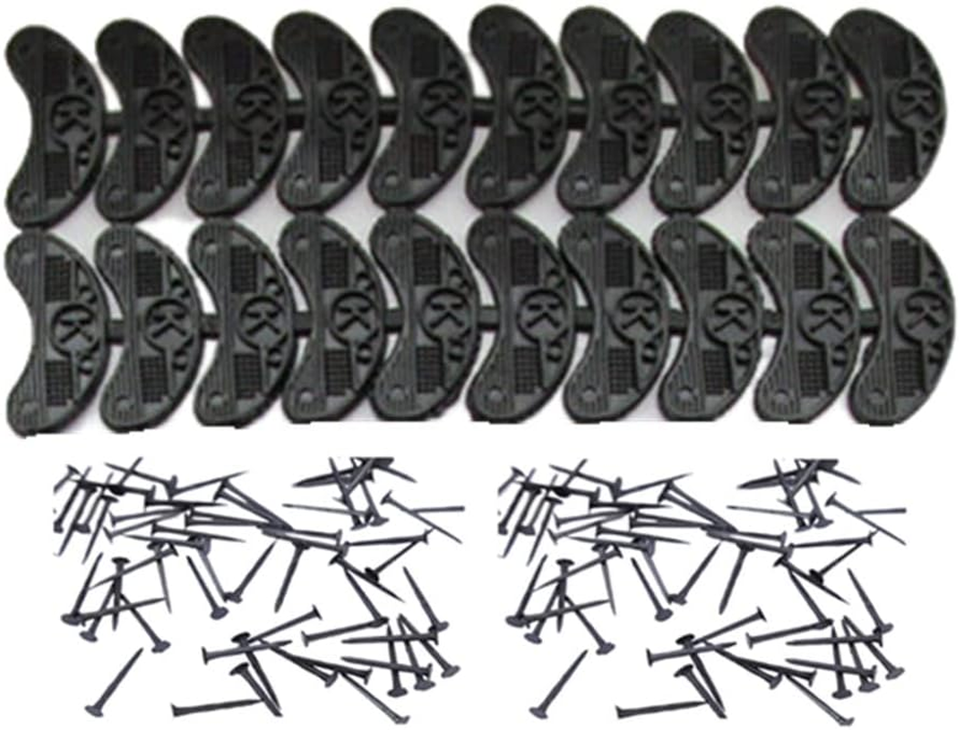 20 Pcs Heel Plates Shoe Heel Taps Rubber Tips Sole Heel Repair Pad Replacement with Nails, Middle Black