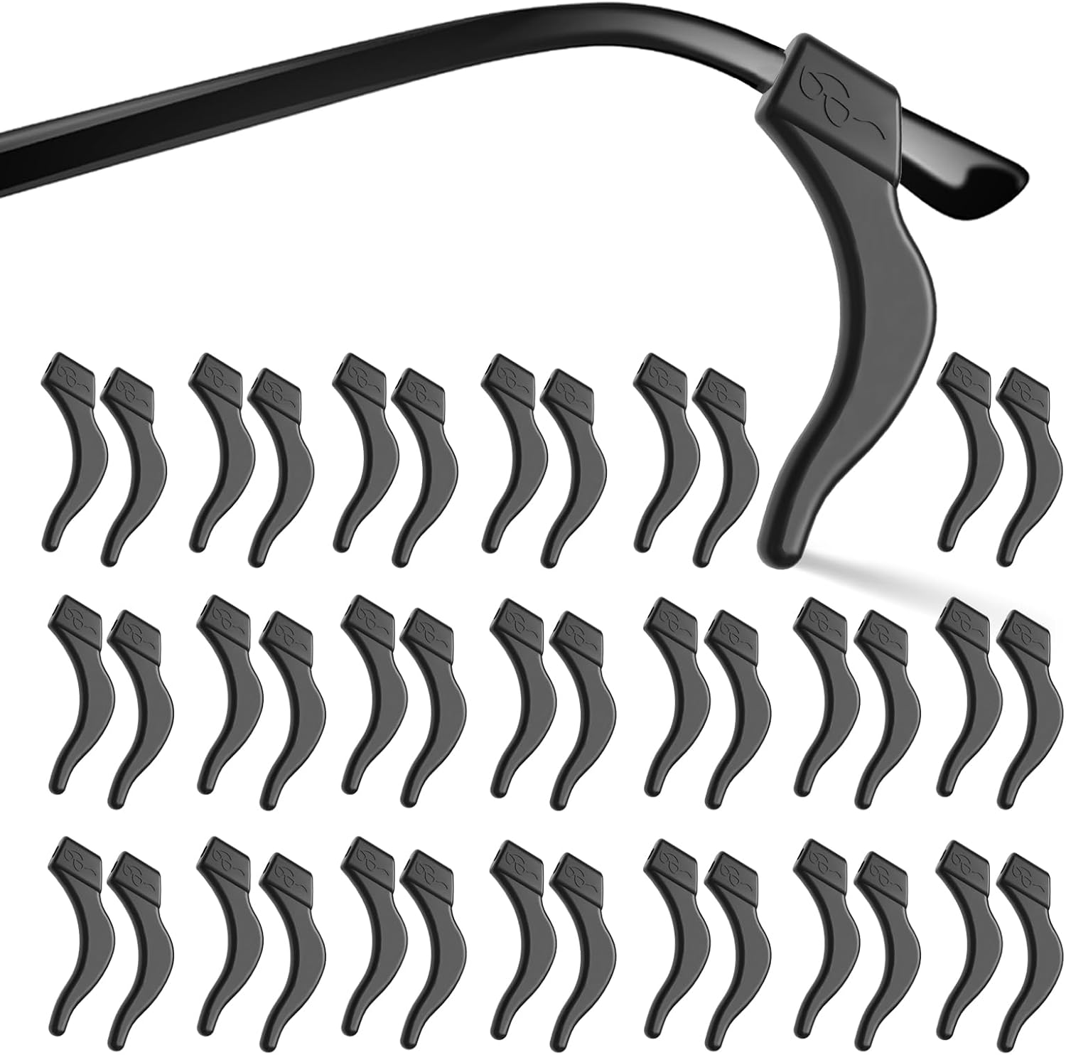 20 Pairs Eye Glasses Ear Grippers, Anti-Slip Glasses Ear Hook Comfort Silicone Eyeglasses Ear Cushion for behind the Ear for Glasses Sunglasses Reading Glasses Retainers for Kids Adults(Black)