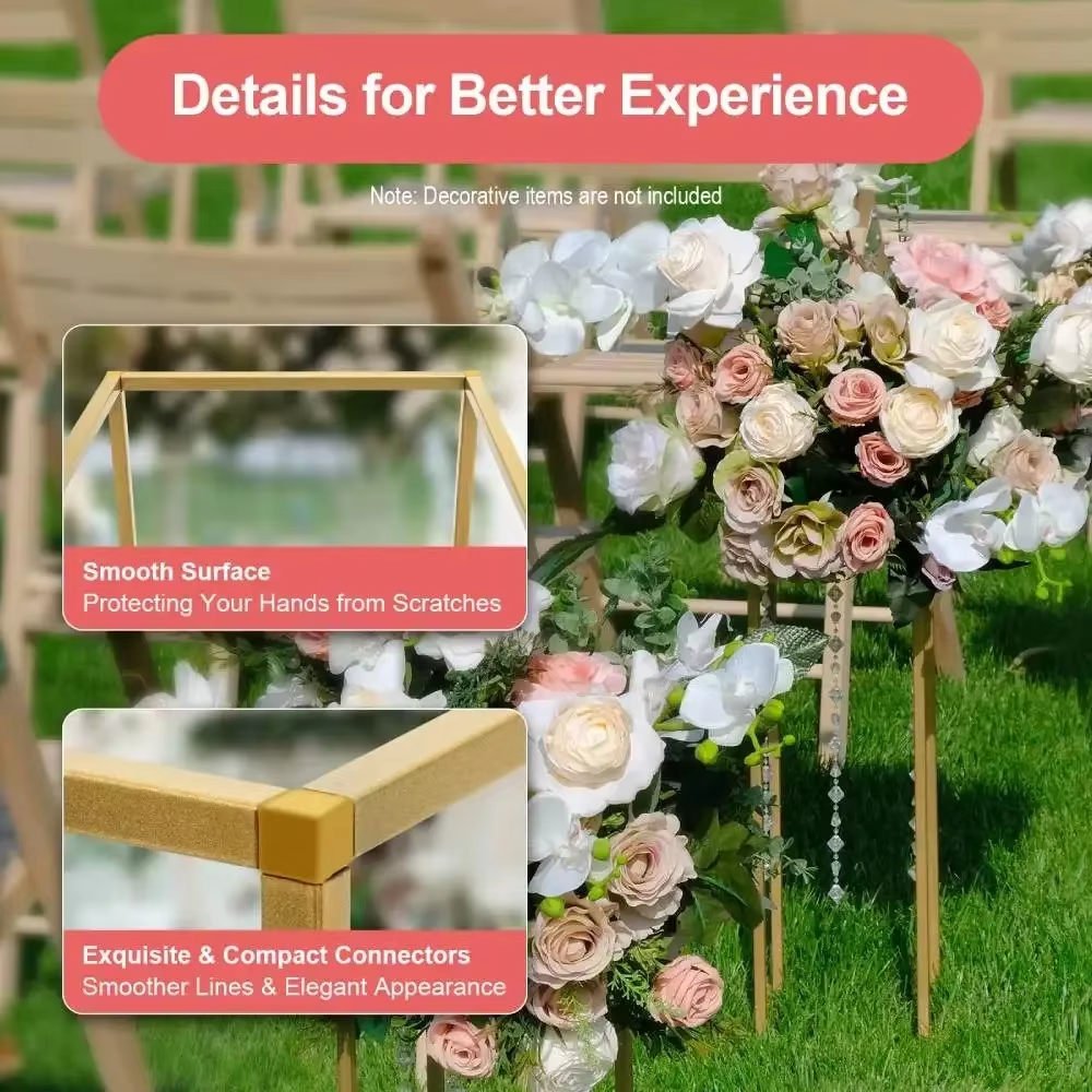 1 Set Metal Golden Rectangular Frame Backdrop Wedding Rack Arch for Birthday Party Backdrop Wedding DLY Decor Height 40/60/80Cm
