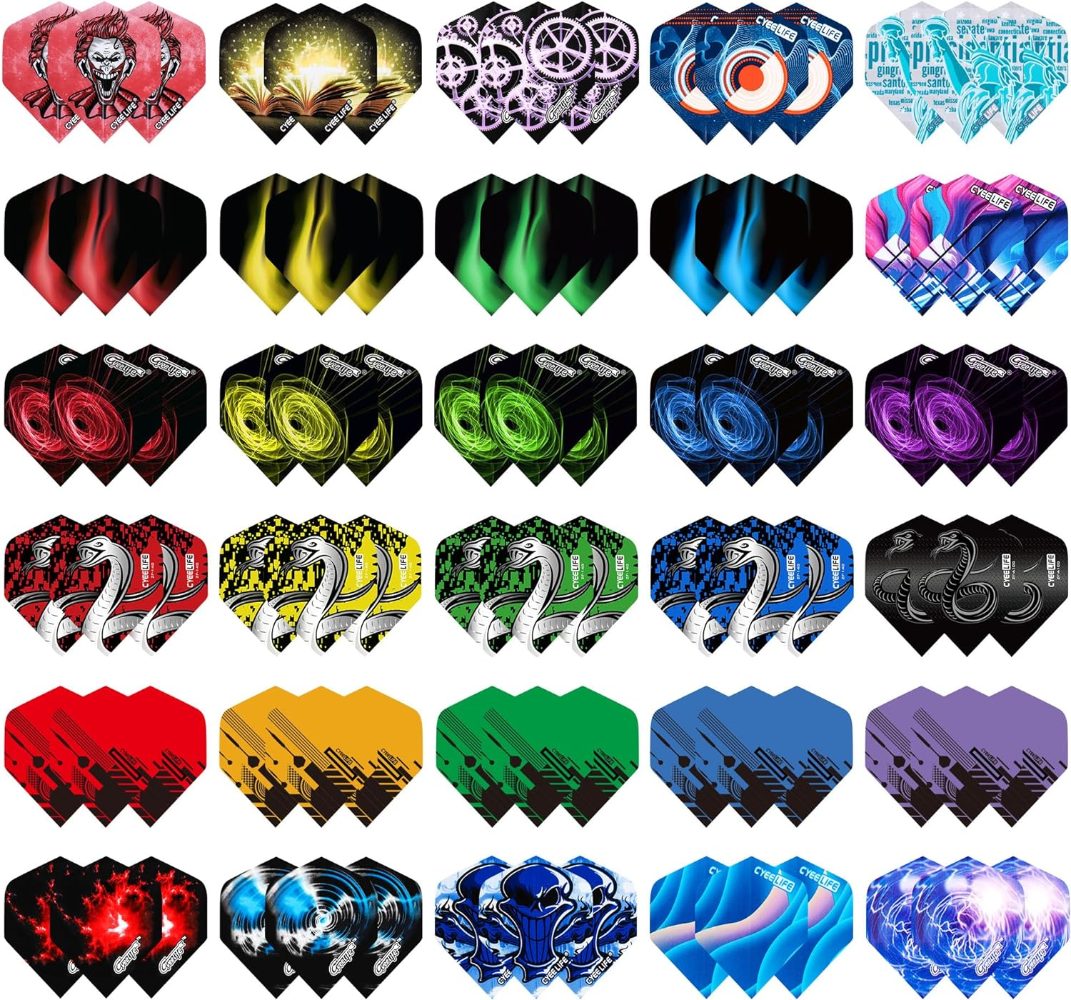 Standard Dart Flights 30 Sets 90 Pcs Durable PET Replacement Feather Tail Wing for Steel Tip and Soft Tip Darts - Perfect Accessories Equipment Supplies for Dart Games
