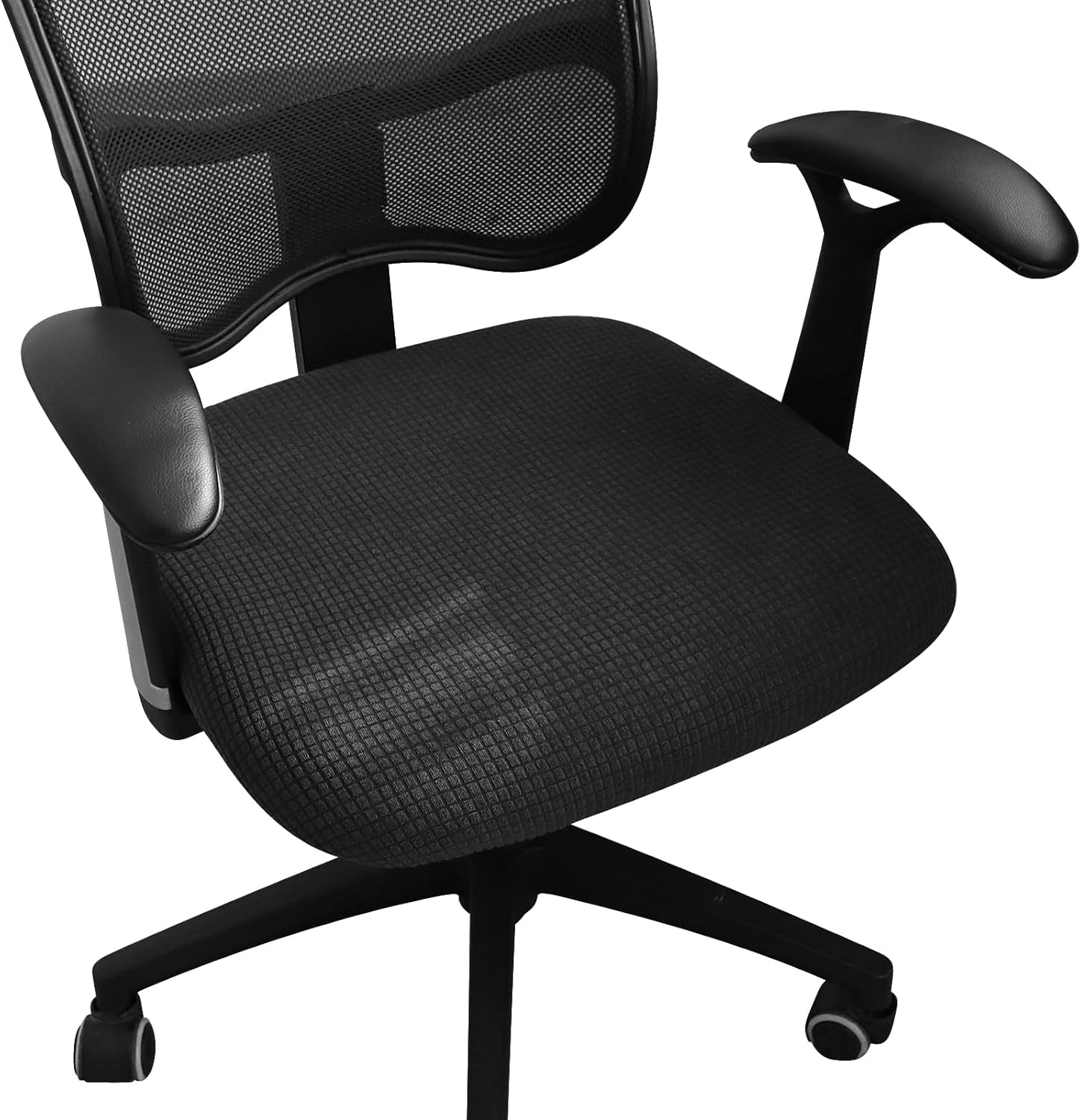 Office Desk Chair Seat Covers Jacquard Fabric Computer Chair Seat Cushion Slipcovers-Black