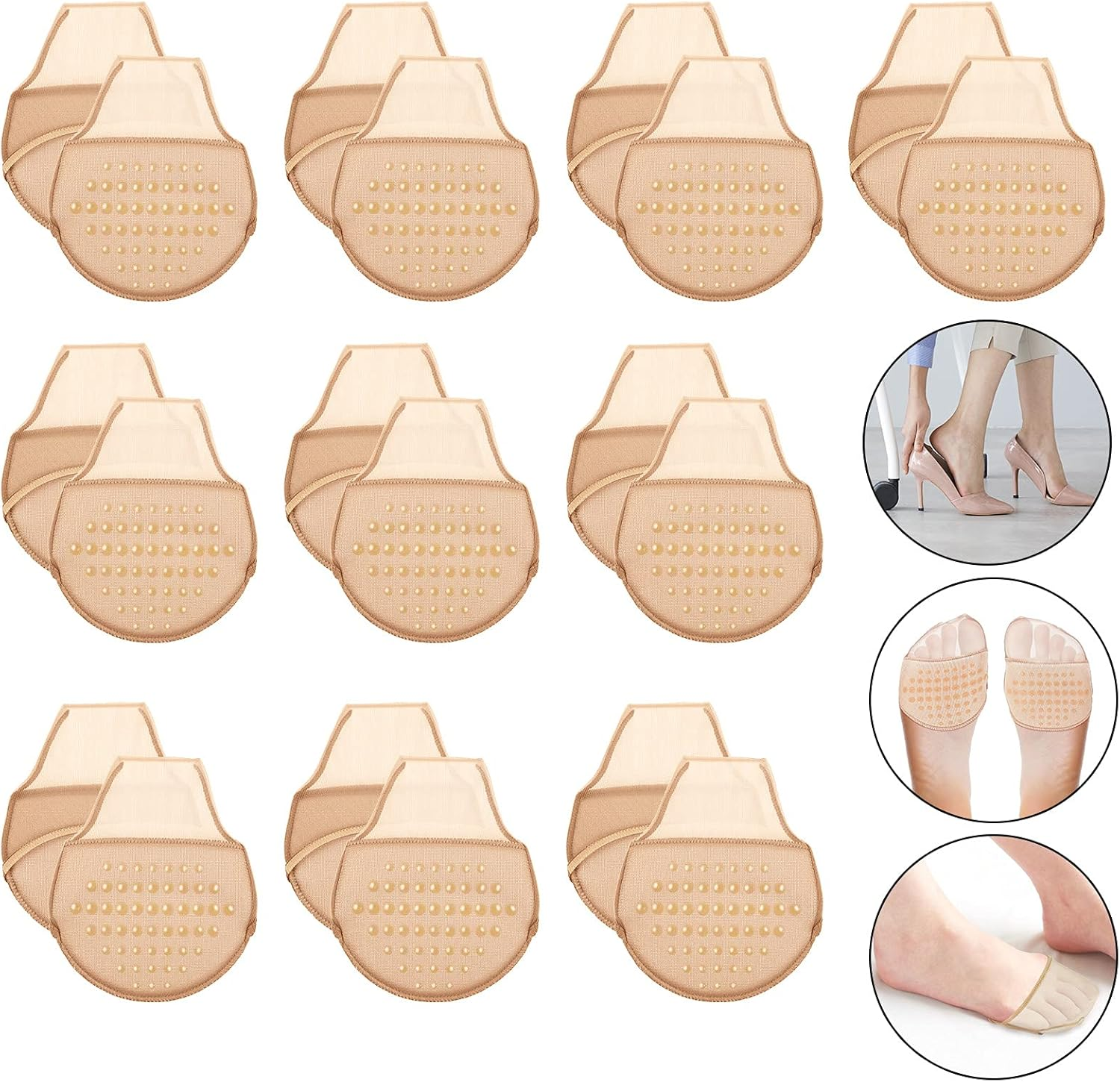 10 Pairs Women'S Toe Topper Socks Seamless Socks with Padding Forefoot Pads