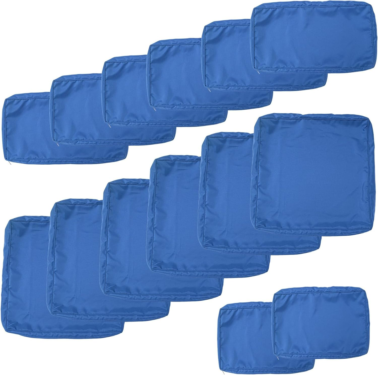 14Pcs Outdoor Patio Cushion Covers, Waterproof Replacement Slipcovers with Zipper for 6-Seat Wicker Rattan Sectional Sofa Washable Furniture Protector for Couch Set, Covers Only