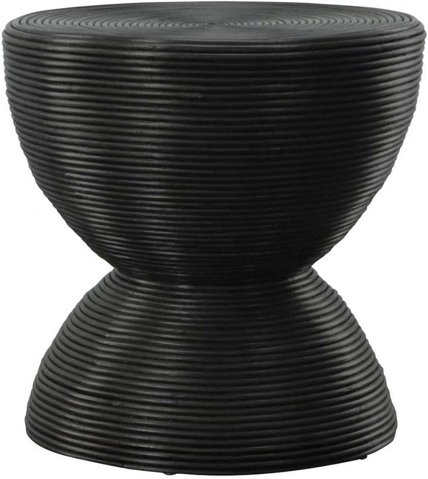 Stylish  Bongo Black Rattan Side Table for Modern Living Spaces