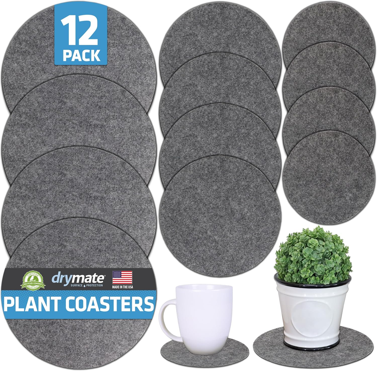 Platos Plantas 12 Pz Tapetes Absorbentes Impermeables Gris Protectores Maceta
