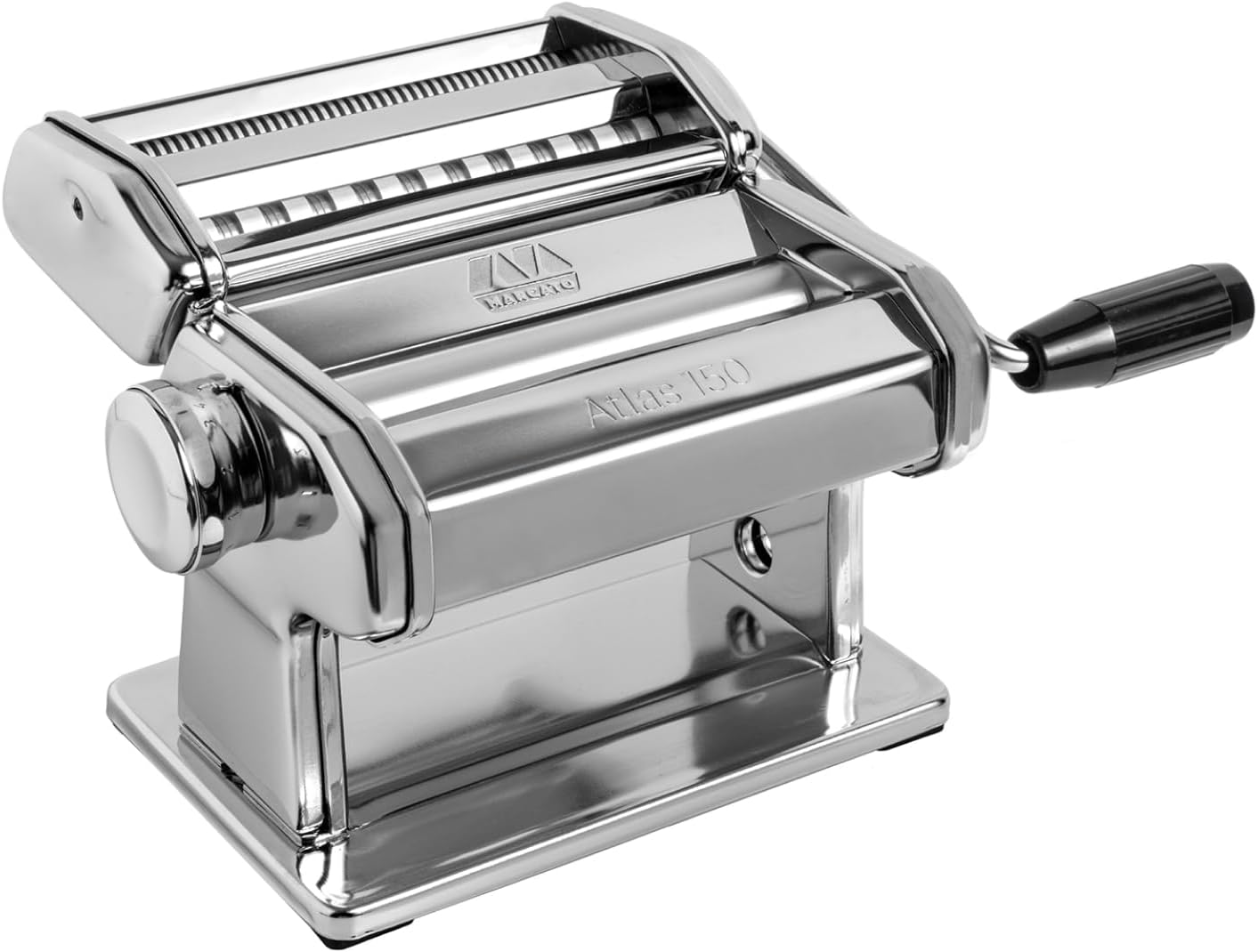 Made in Italy  150 Classic Manual Pasta Maker Machine, Chrome Steel. Makes Lasagna, Fettuccine & Tagliolini .
