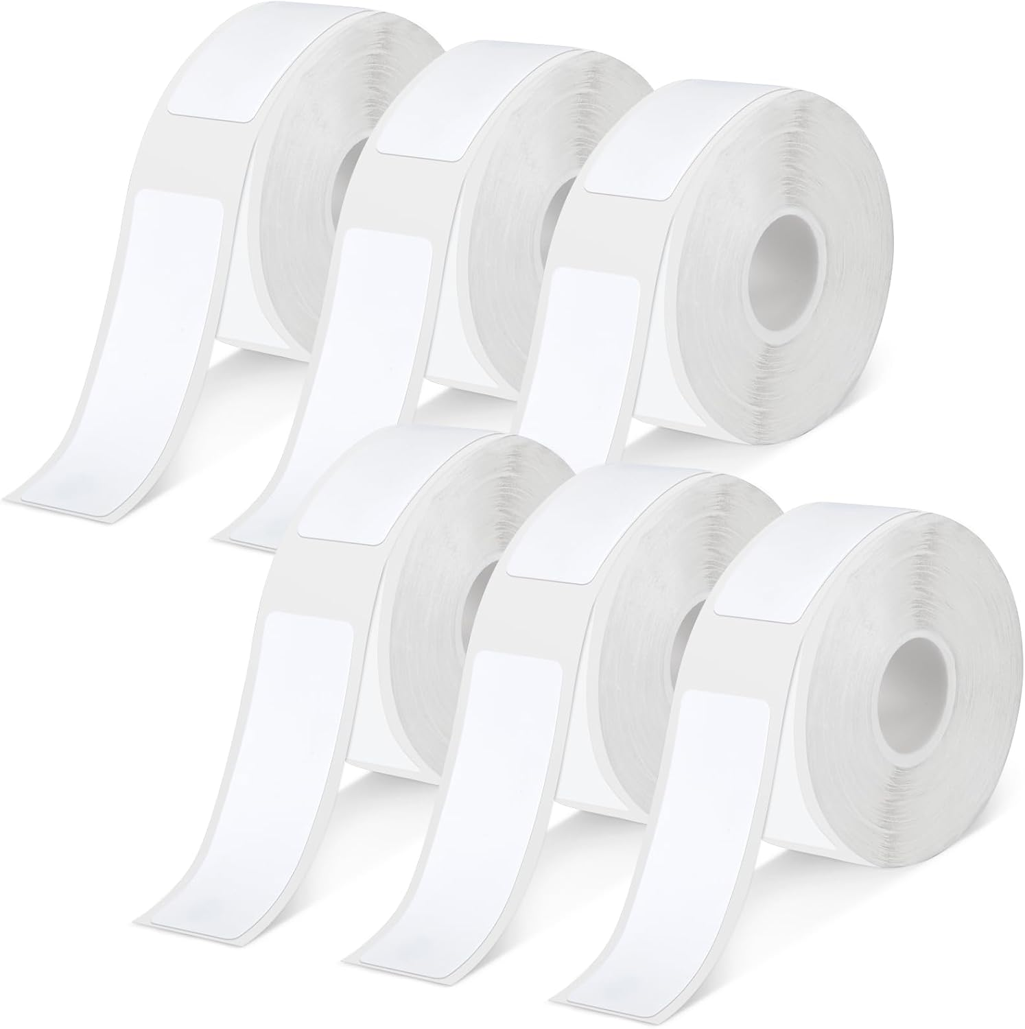 Label Maker Tape for Phomemo D30 Label Printer, 12 x 40 mm, 180 Pcs/Roll, 6 Rolls White Sticker Thermal Paper Self-Adhesive Waterproof Label Tape for Home Office Use