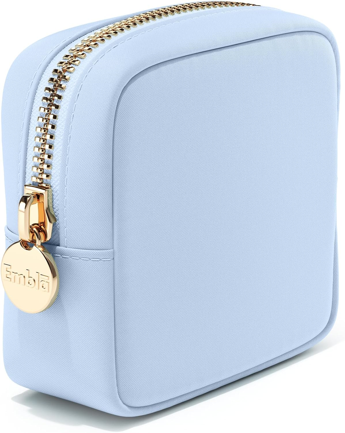 Small Makeup Bag for Purse, Mini Waterproof Nylon Cosmetic Pouch, Durable and Lightweight Travel Toiletry Bag with Smooth Zipper, Blue