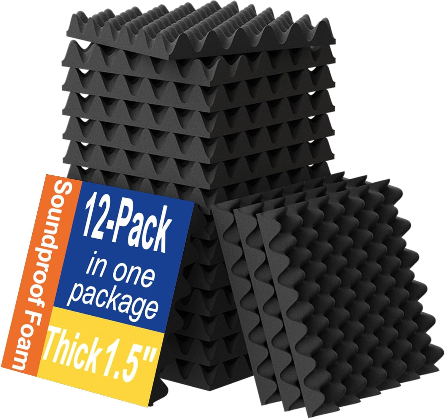 12 Pack 1.5X12X12 Sound Proofing Egg Crate Foam Pad Most Soundproofing Design 