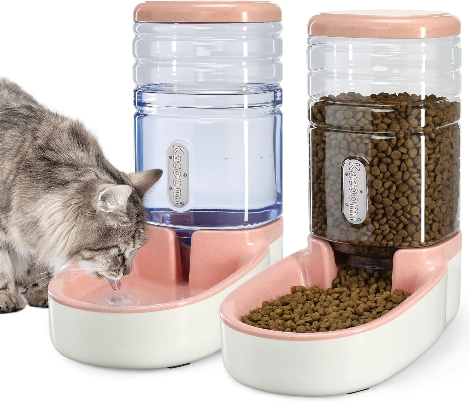 Automatic Dog & Cat Feeder and Water Dispenser Set with 1-Gallon Capacity (Pink)