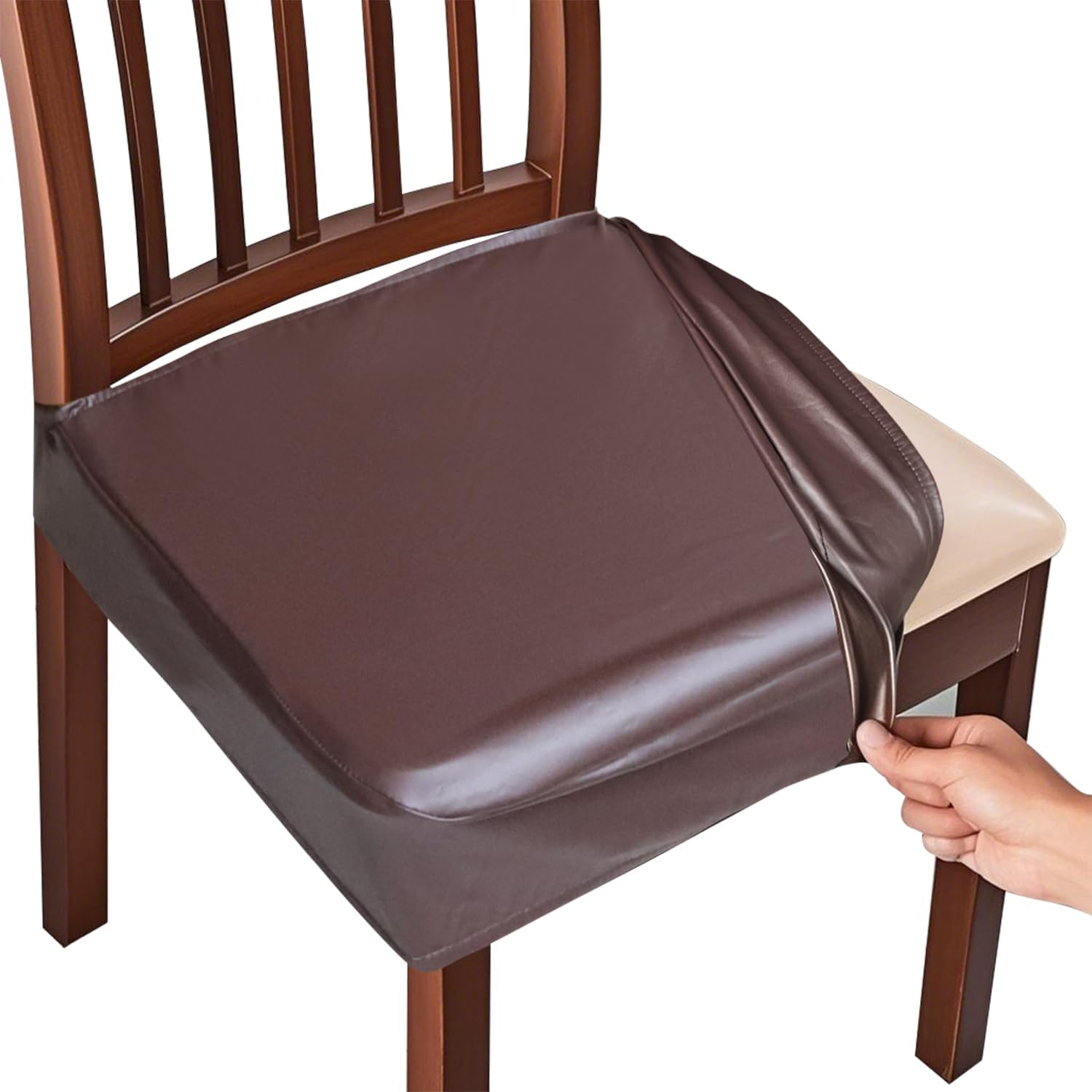 Dining Chair Covers 4 Pcs, Waterproof Dining Chair Covers, PU Leather Chair Cove