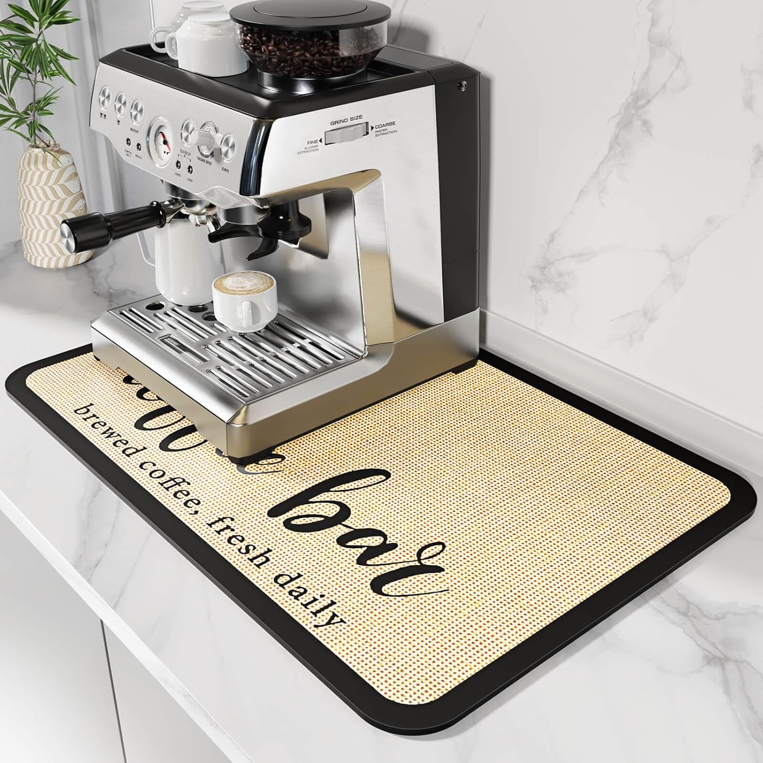 Coffee Mat Coffee Bar Mat Hide Stain Absorbent Drying Mat with Waterproof Rubber Backing Fit under Coffee Maker Coffee Machine Coffee Pot Espresso Machine Coffee Bar Accessories