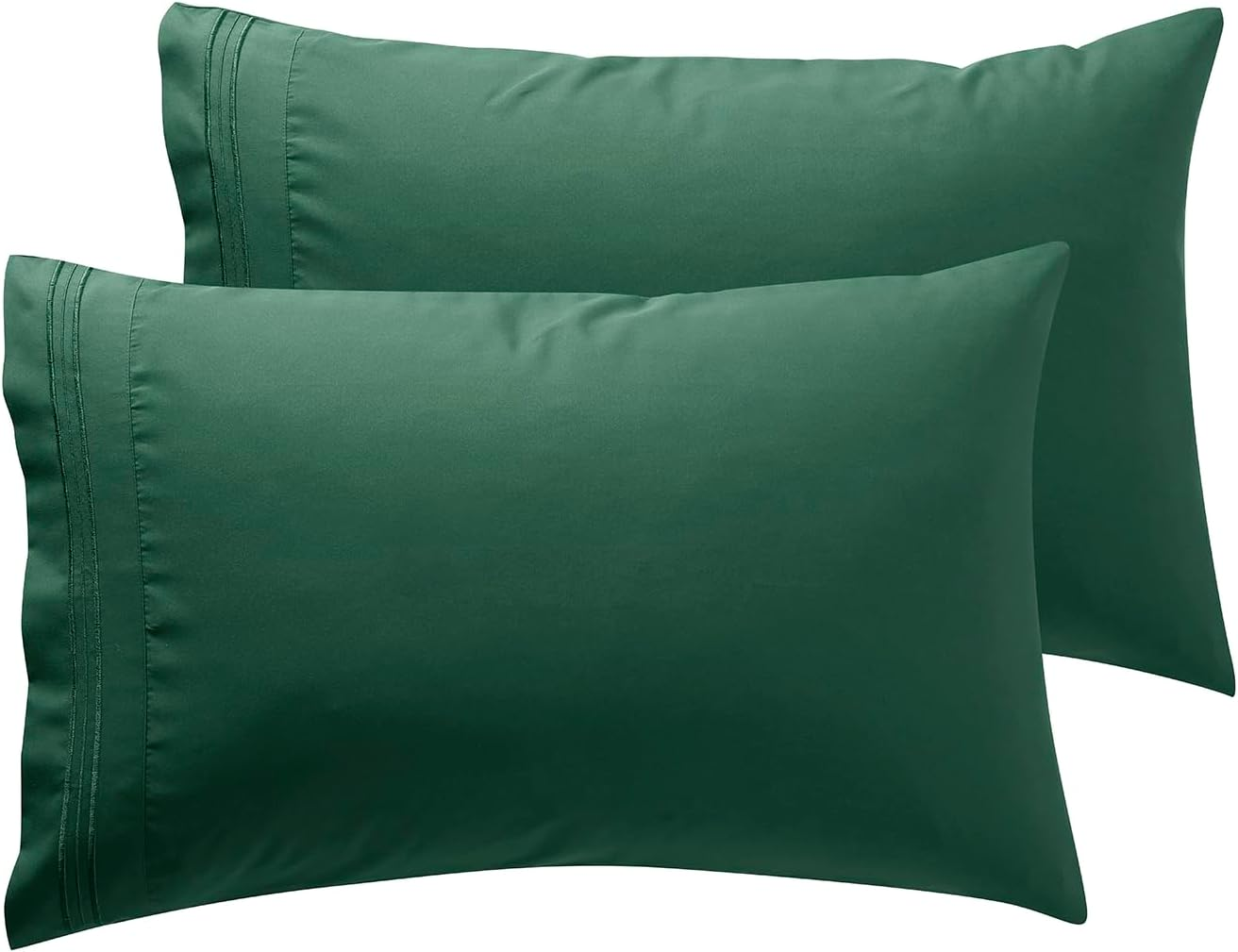 Microfiber Queen Pillowcase Set of 2, Hunter Green, Soft, Envelope Closure, 20X30 Inches