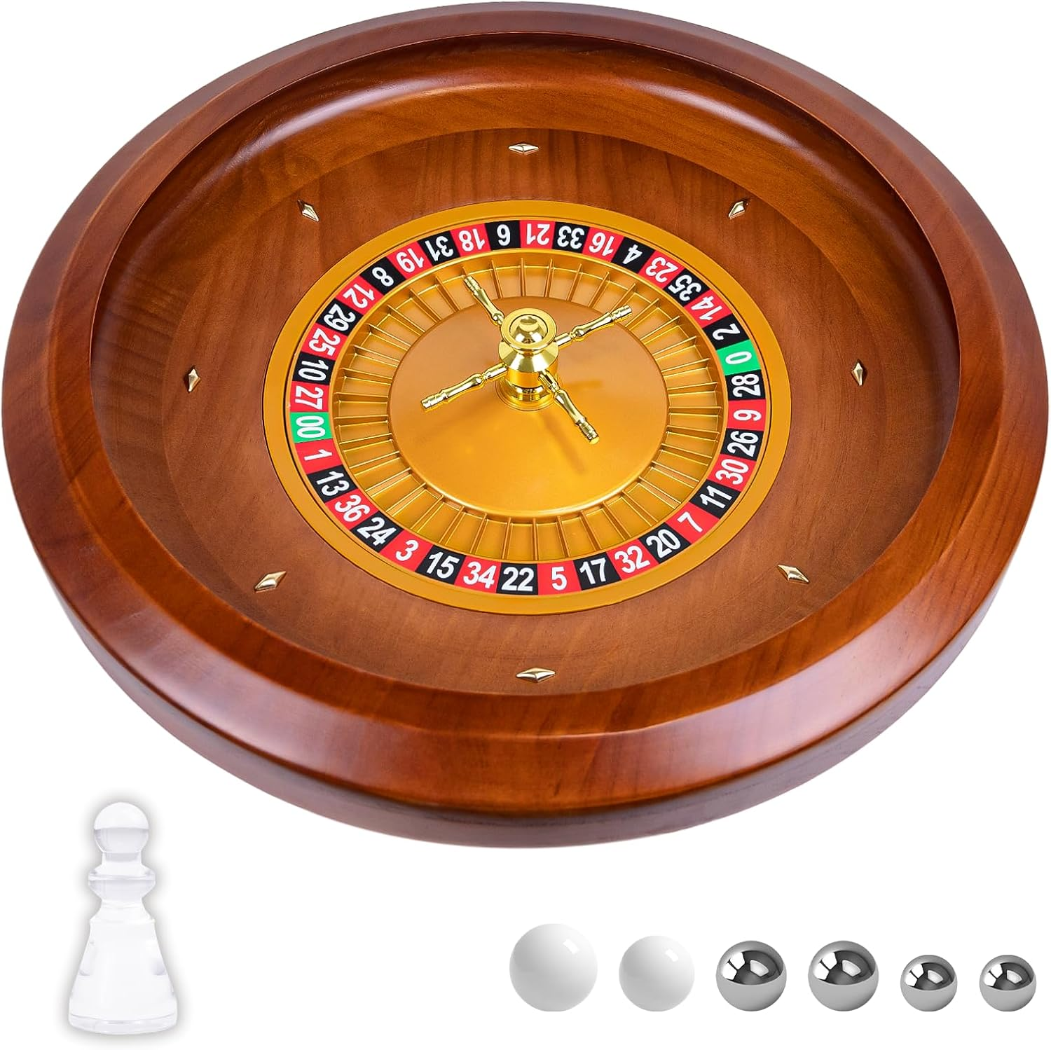 20 Inch Professional Wooden Roulette Wheel, Large Size Solid Wood Casino Roulette Wheels for Adults,With 4 Roulette Balls,Perfect for Home Game Night and Entertainment Party