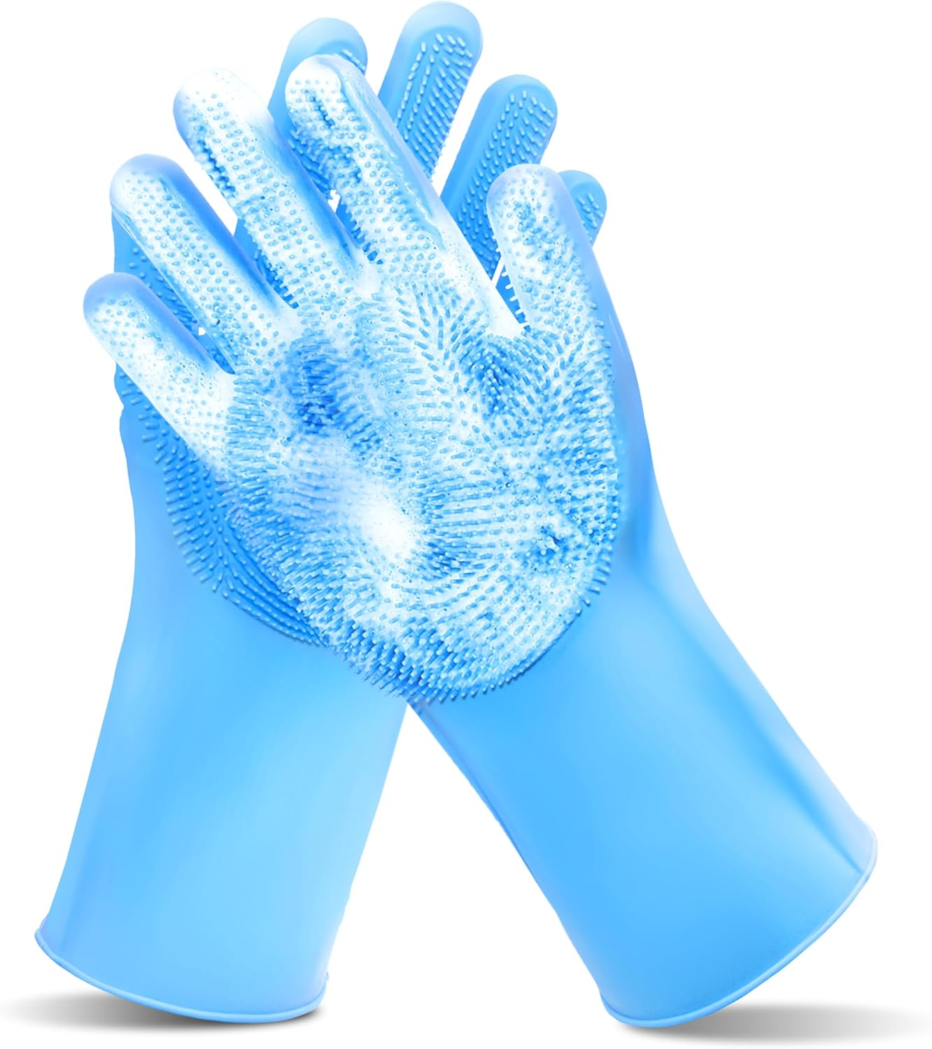 Pet Grooming Gloves Dog Cat Bath Scrubber Silicone Heat Resistant Blue