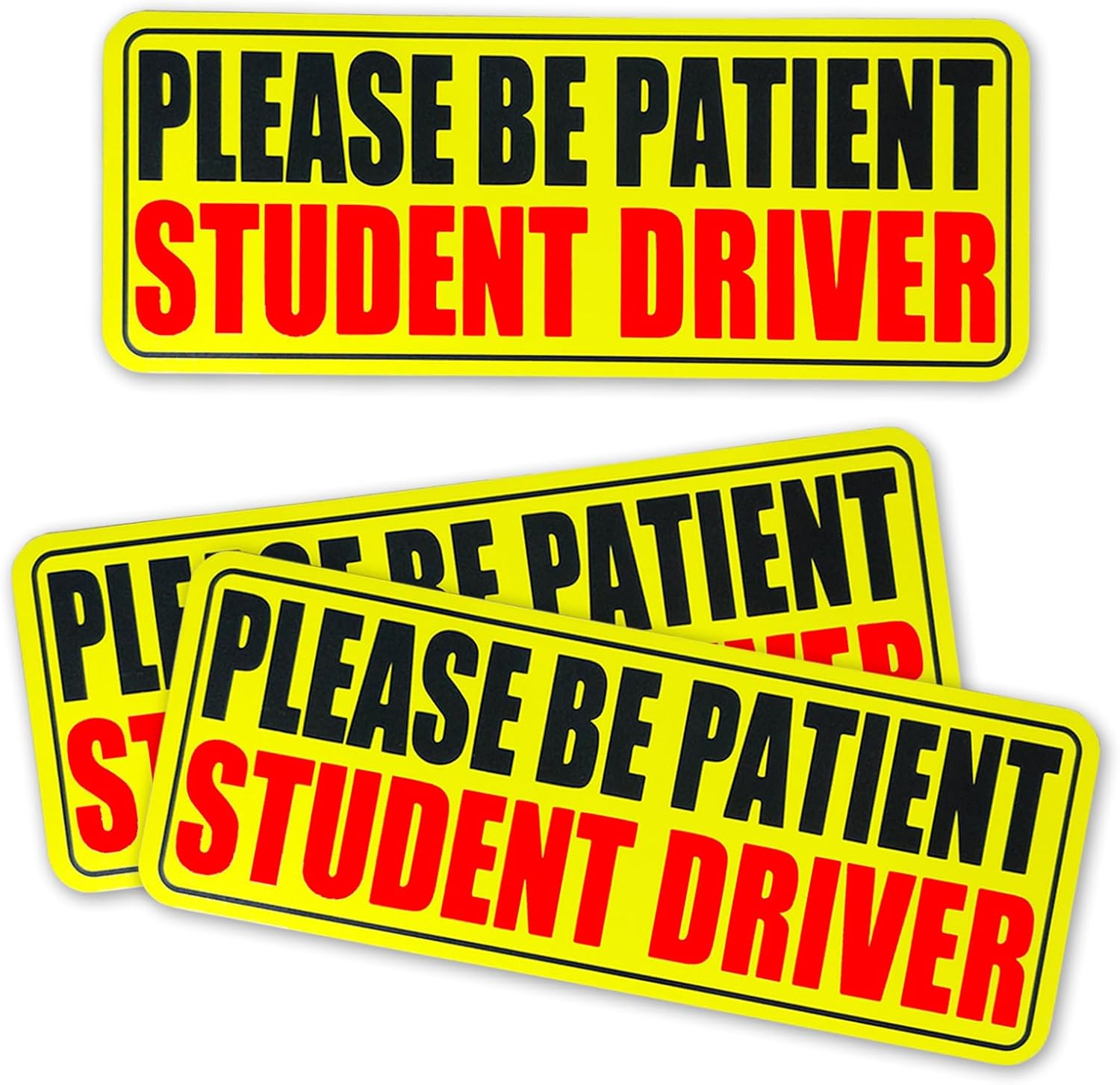 3Pcs Student Drive Magnet for Car, Please Be Patient Student Driver, New Drivers Sticker Safety Warning, Reusable Magnetic Reflective Rookie Driver Bumper Sticker