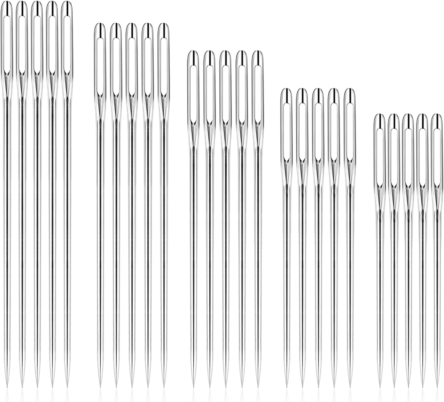 50 Pcs Sewing Needles Large Eye Hand Sewing, 5 Sizes Embroidery Needles