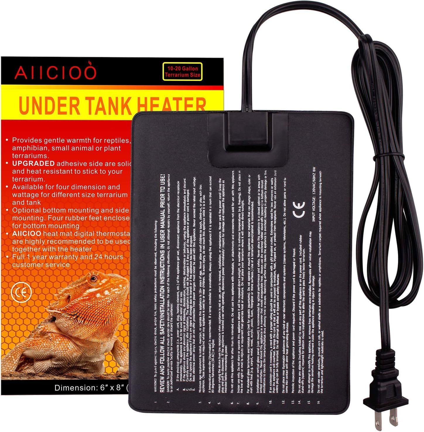 Reptile Heating Pad - Hermit Crab Heater Heat Mat for Reptiles Snake Lizard Terrarium 8 Watt