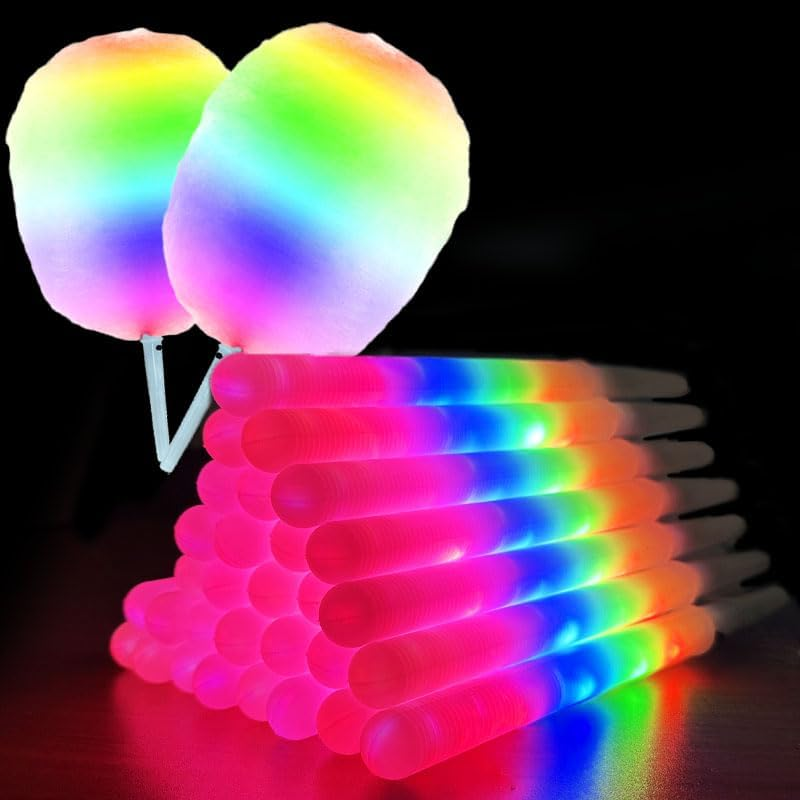 30 Pcs LED Cotton Candy Cones,Glowing Cotton Candy Sticks,Cotton Candy Holder