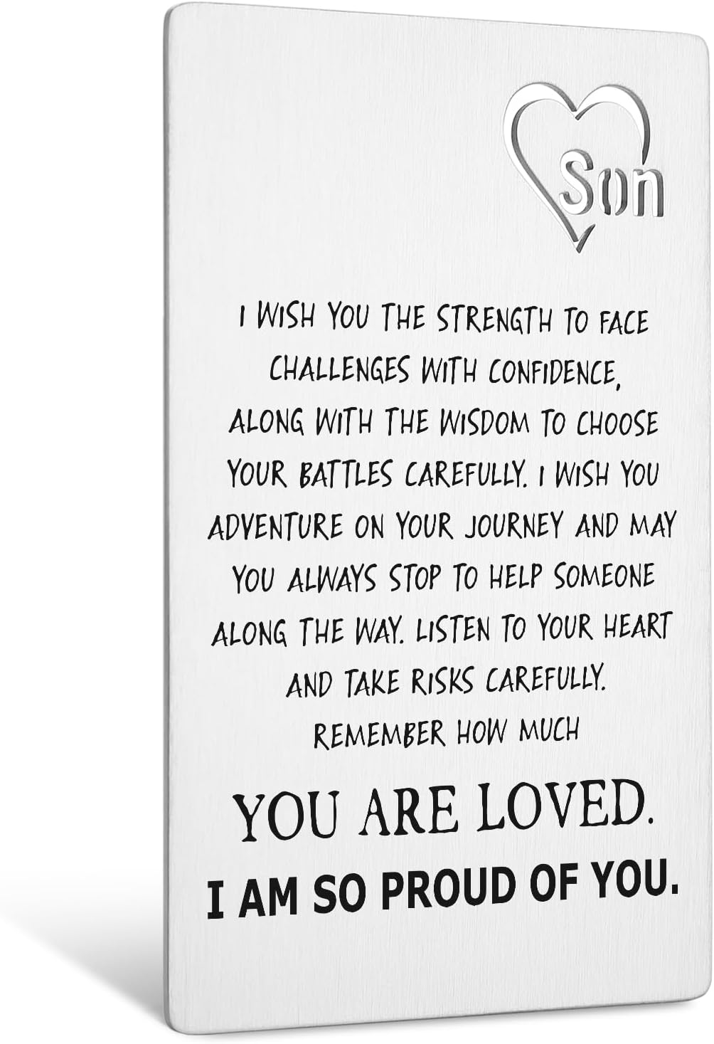 to My Son Gifts Wallet Card from Mom Dad Engraved Inserts Card for Son Back to School Graduation Birthday Gift Son Birthday Card College Graduation Christmas Deployment Gift Xson2