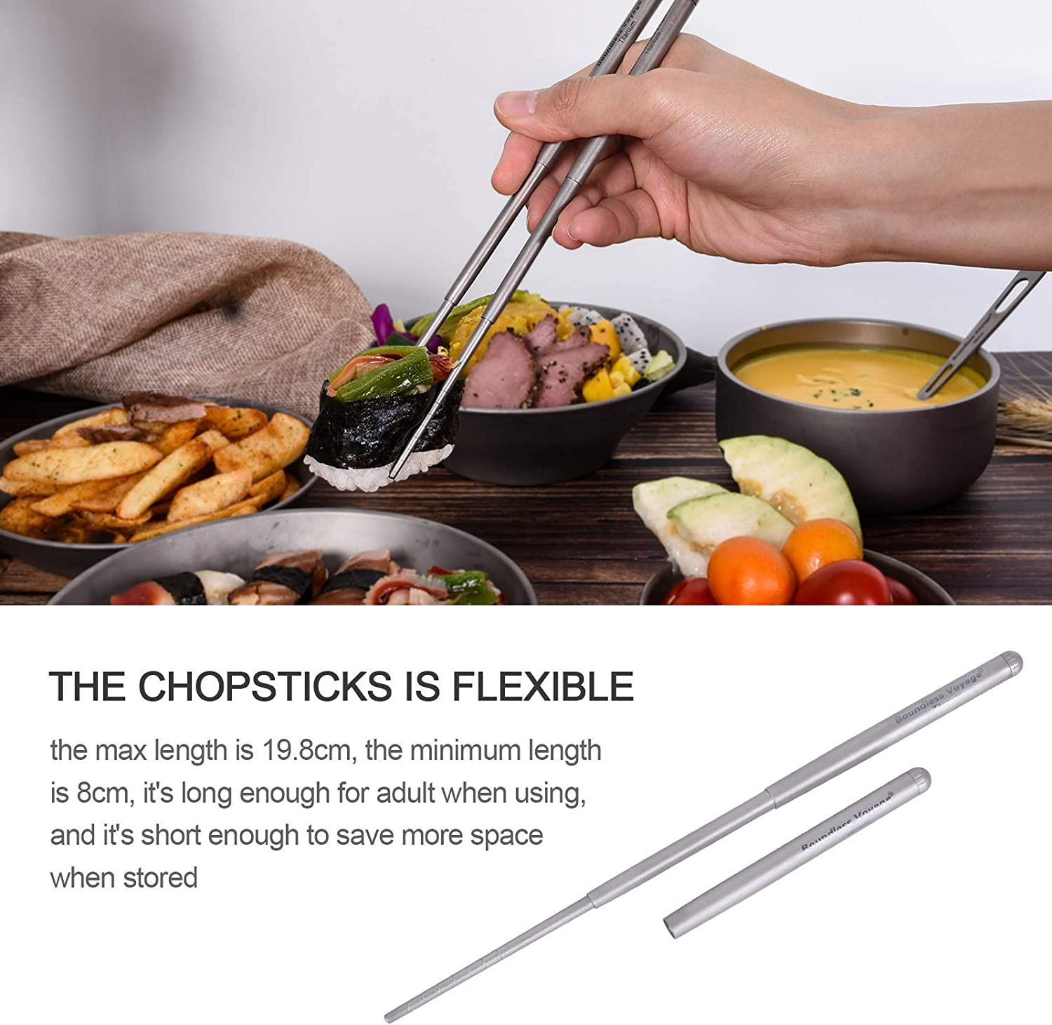 Boundless Voyage Titanium Folding Tableware Fork Spoon Spork Chopsticks Ultra... - Picture 8 of 13