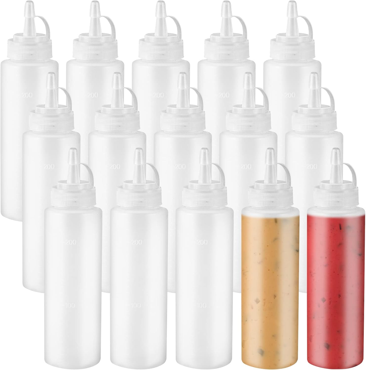 15 Botellas Plastico 8oz Condimentos Tapas Twist Para Salsas Ketchup Barbacoa