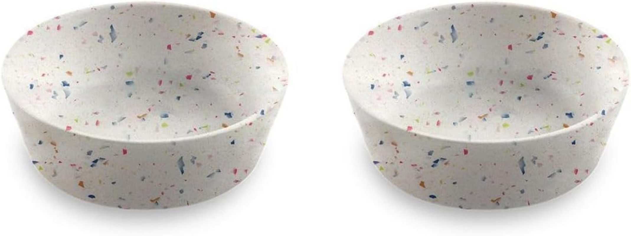 Abode Homewares Terrazzo Brights 5 Cup Durable Melamine Pet Bowls, Shatter-Resistant and Dishwasher-Safe Food and Water Bowl Set for Large Dogs - Beige, Multicolor - Set of 2
