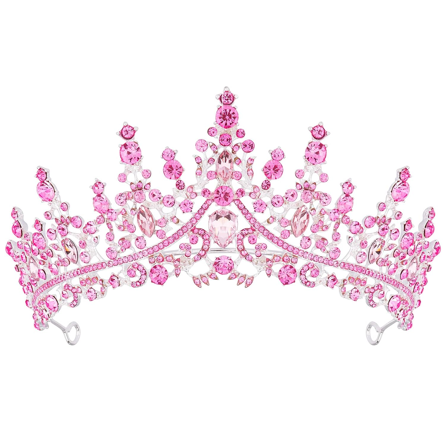 Tiaras for Women, Pink Crystal Tiara Crowns for Women, Wedding Tiara for Bride Queen Crown, Royal Princess Quinceanera Headpieces for Birthday Prom Pageant Halloween Cosplay Accessories