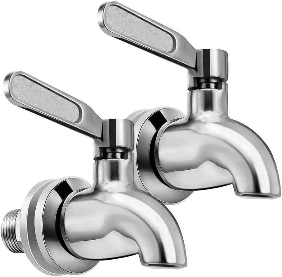 Beverage Dispenser Replacement Spigot, Stainless Steel Non-Corrosive Spout, Easy Installation under 10-Minutes, Excellent Continuous Flow, Sturdy, Stylish Alternative for Flimsy Plastic Taps, 2 Pcs