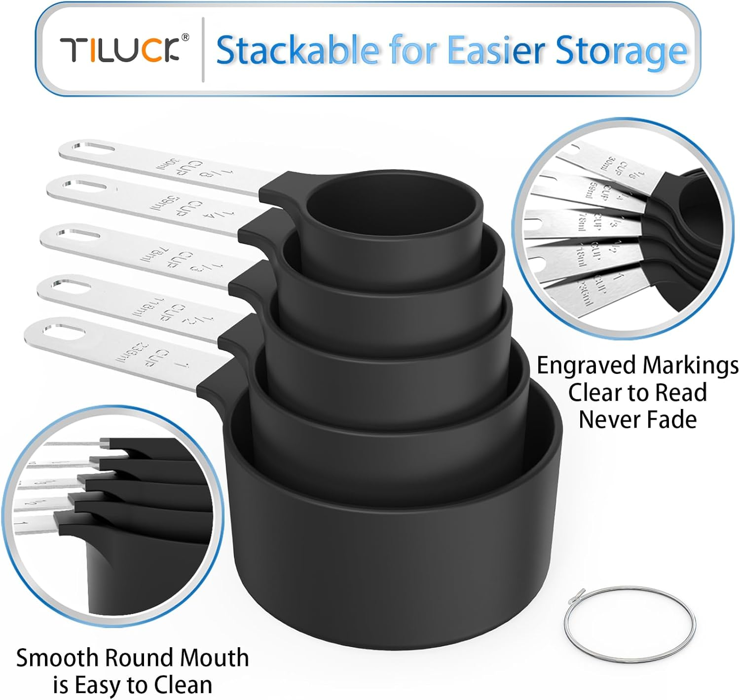 TILUCK Measuring Cups & Spoons Set, Stackable Cups and Spoons, Nesting Measur... - Picture 7 of 13