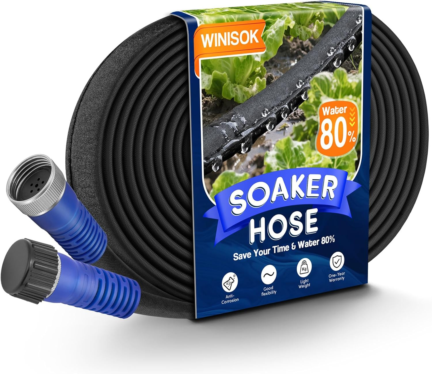 Upgrade Heavy Duty Soaker Hose 15FT, Thickened Flat Garden Hoses, Leak-proof and Flexible Drip Irrigation Tubing, Save 80% Water