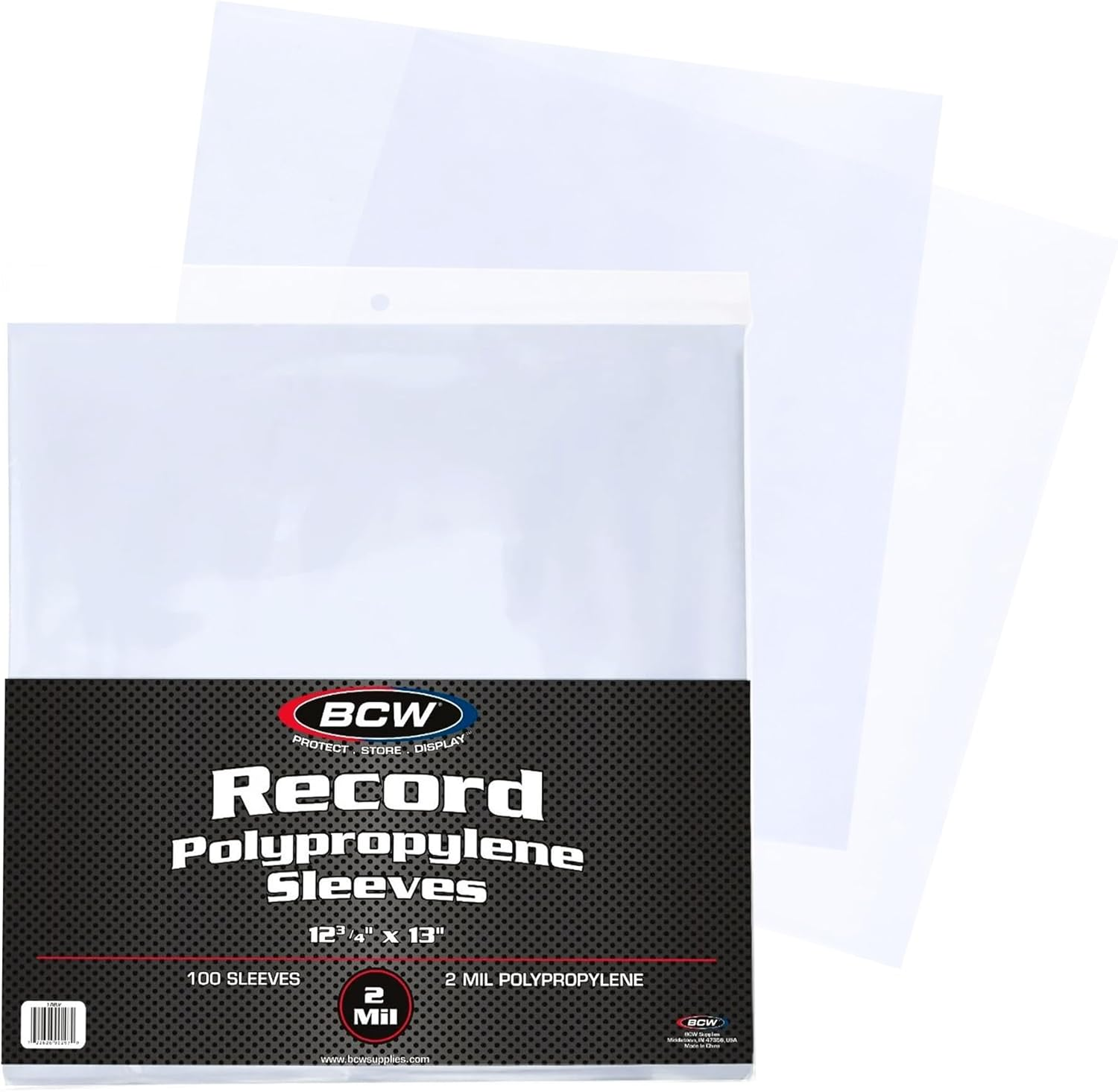 BCW 33 RPM Record Sleeves - 100 Ct | Polypropylene Vinyl Record Outer Sleeves | 2 Mil Thickness | Vinyl Record Album Protectors