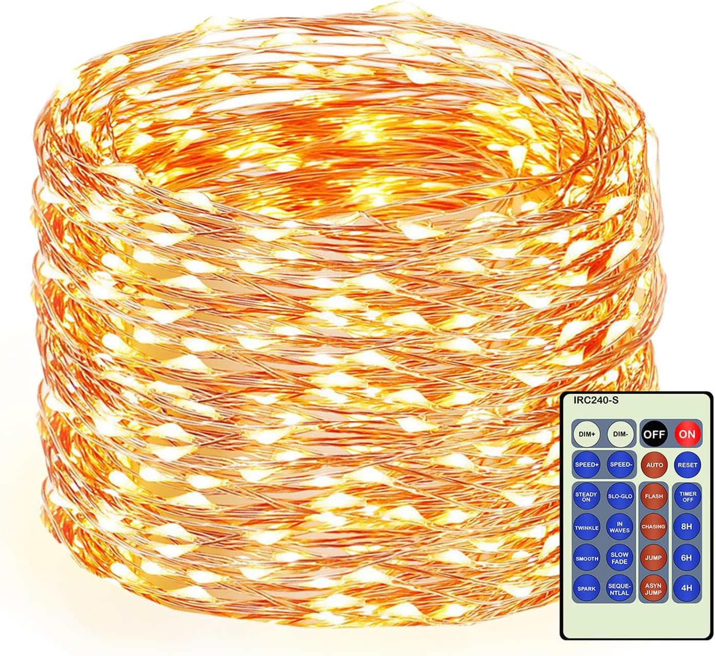 300Led 99FT Copper Wire Christmas Fairy String Lights Dimmable with Remote Control Starry Lights with UL Cerficated Decorative for Party Wedding Bedroom Yard Christmas Tree Warm White