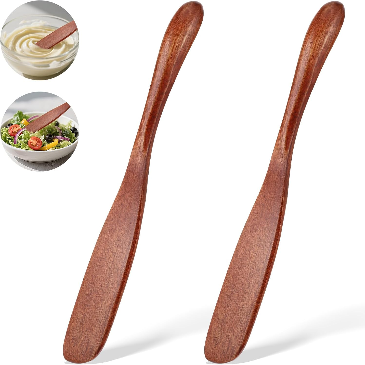 2 Pack 6.5 Inch Wooden Spurtle for Sourdough Starter, Wooden Spatula Dough Whisk Woodens Stir Spurtles Bread Stirring Stick for Kitchen, Gift for Sourdough Lovers