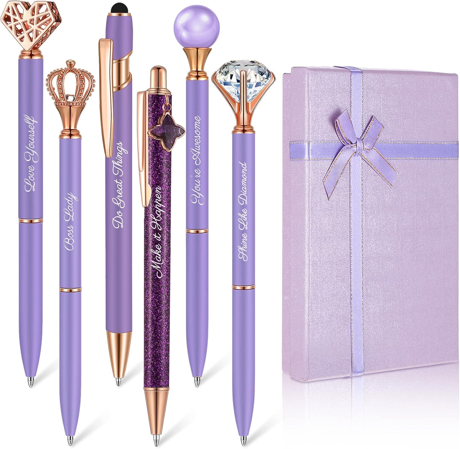 6 Pcs Fancy Pens for Women Crystal Diamond Pen for Journaling Pretty 