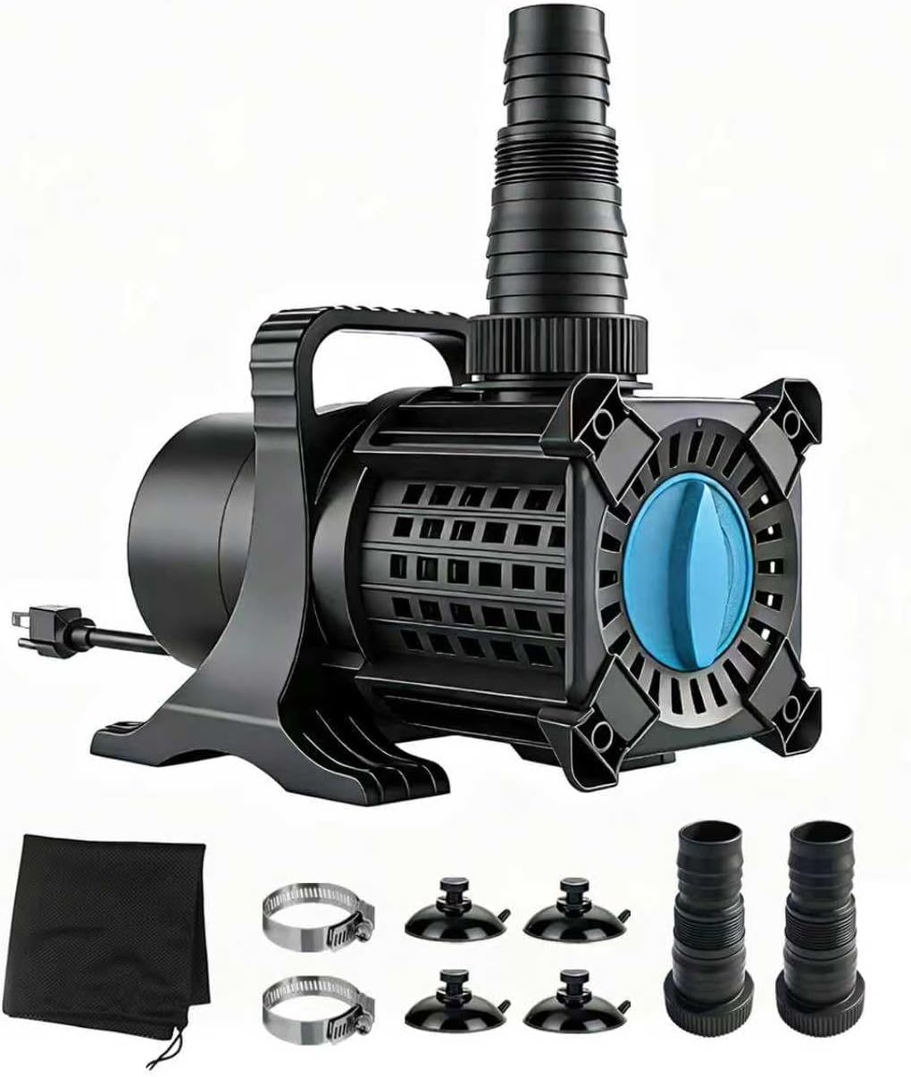 Ul-Listed 180W 2400GPH Submersible Pond Pump with 20.3Ft Cord, Adjustable Flow for Fish Ponds, Waterfalls, Fountains, Irrigation, Water & Land Use with Mesh Bag