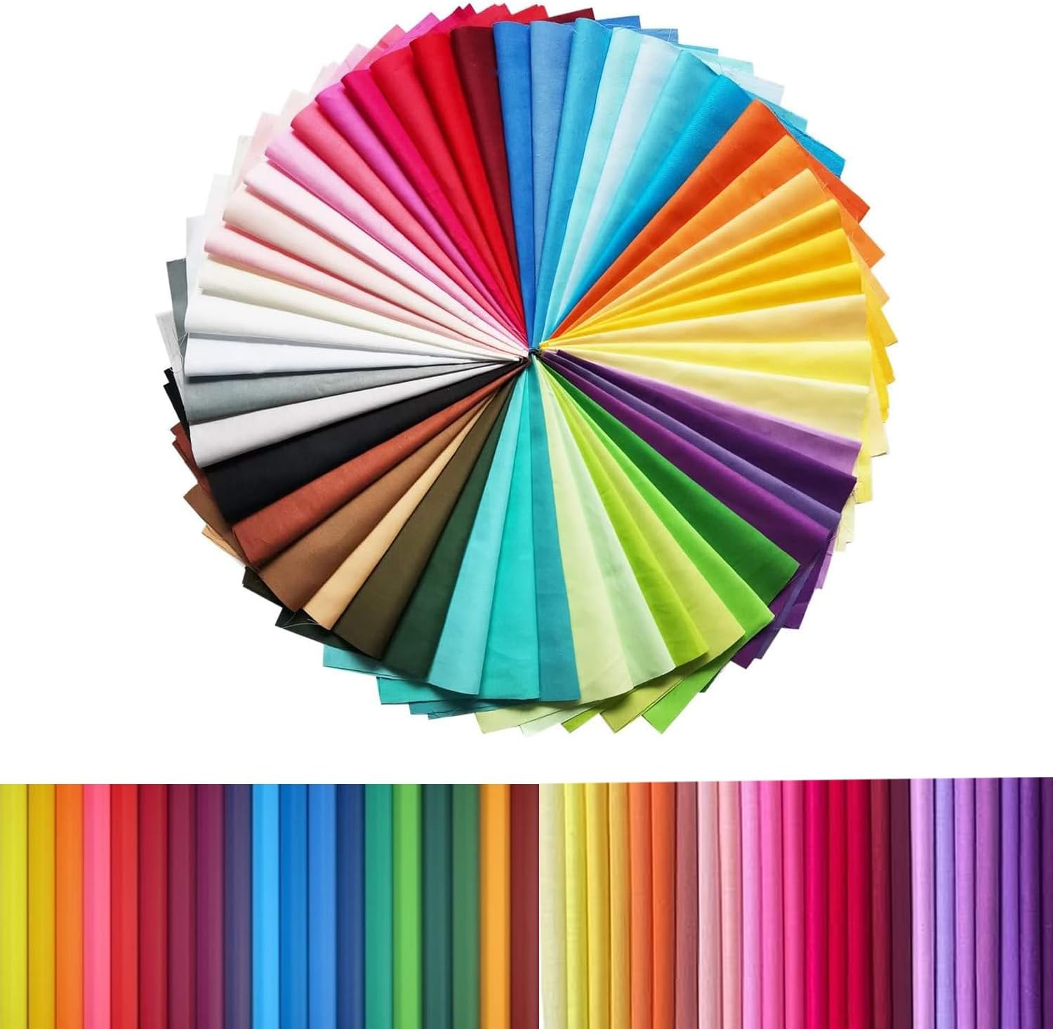 Quilting Fabric, 50 Pcs Fat Quarter Fabric Bundles Solid Colors Pure Cotton (25Cm×25Cm)