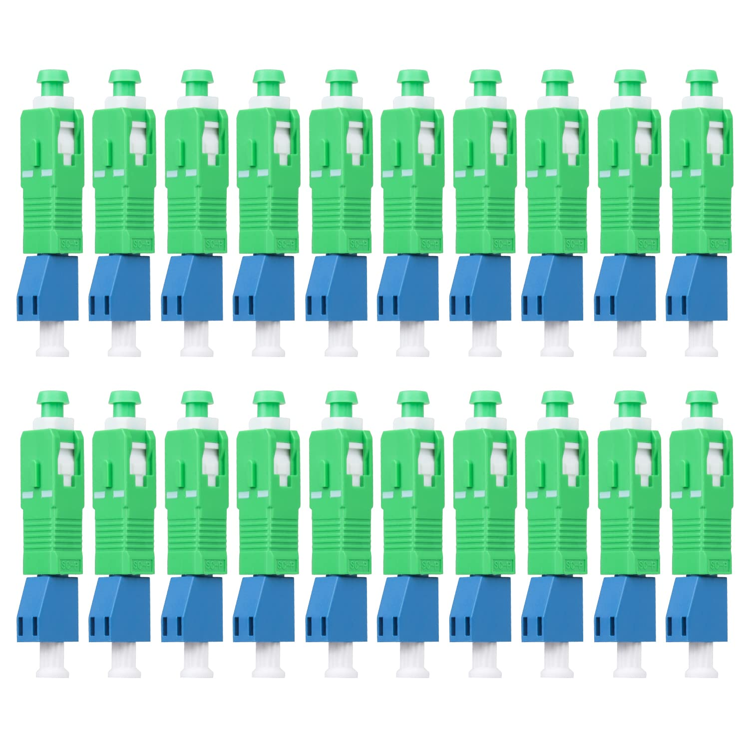 20-Pack SCAPC Male to LCUPC Female Singlemode Adapter Fiber Optic Connector FTTH Convertor for Visual Fault Locator