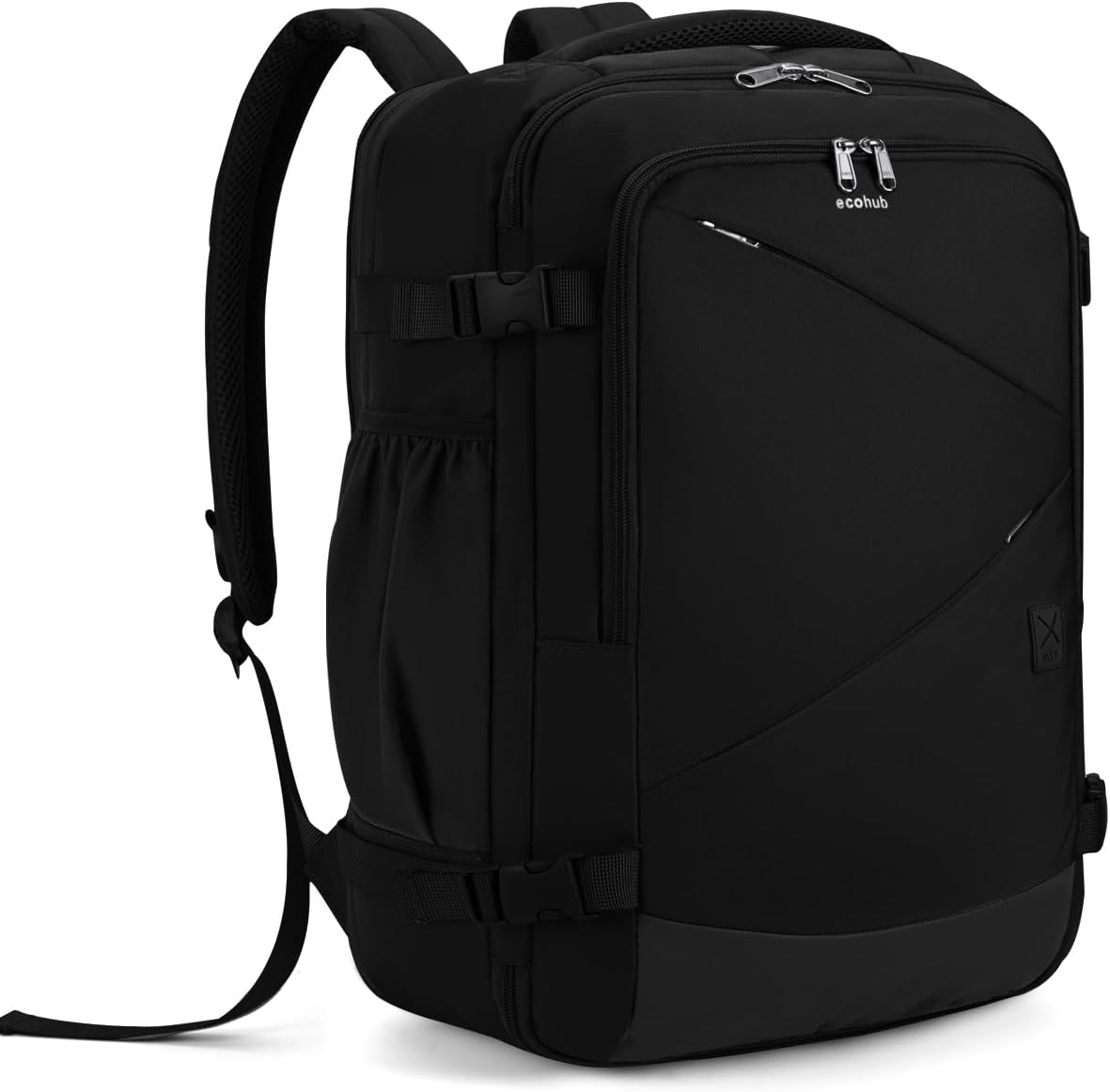 Travel Backpack for Men Women, Expandable Large Carry On Backpacks Essentials with Wet Pocket Cable Slot Water Resistant 12 Pockets 30L Travel Work Black