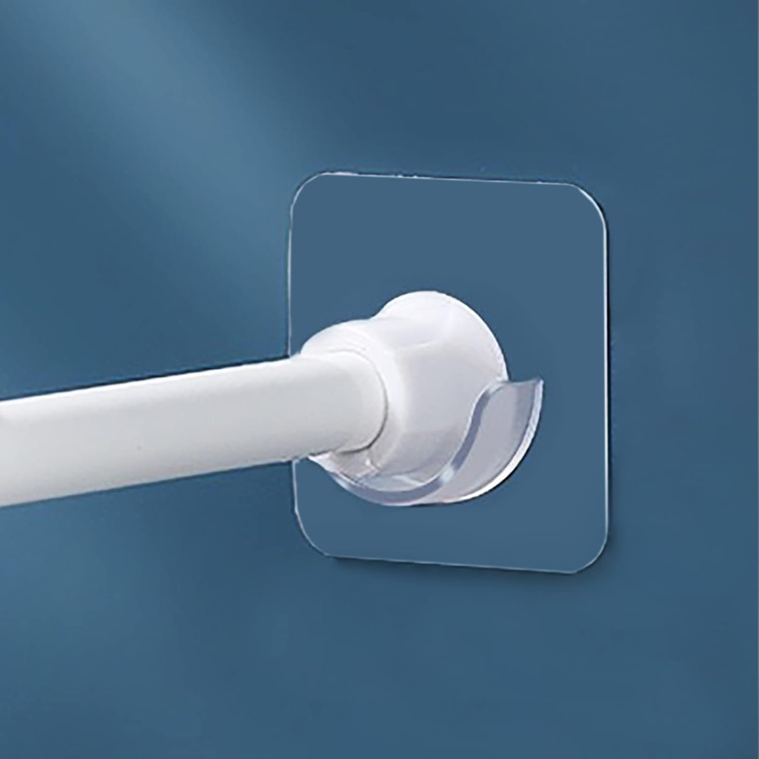 Spring Tension Rod Holder,  Packs .18 Inches Small Transparent Shower Rod Bracket No Drilling, Small Adhesive Tension Curtain Rod Retainer Shower Curtain Rod Holder