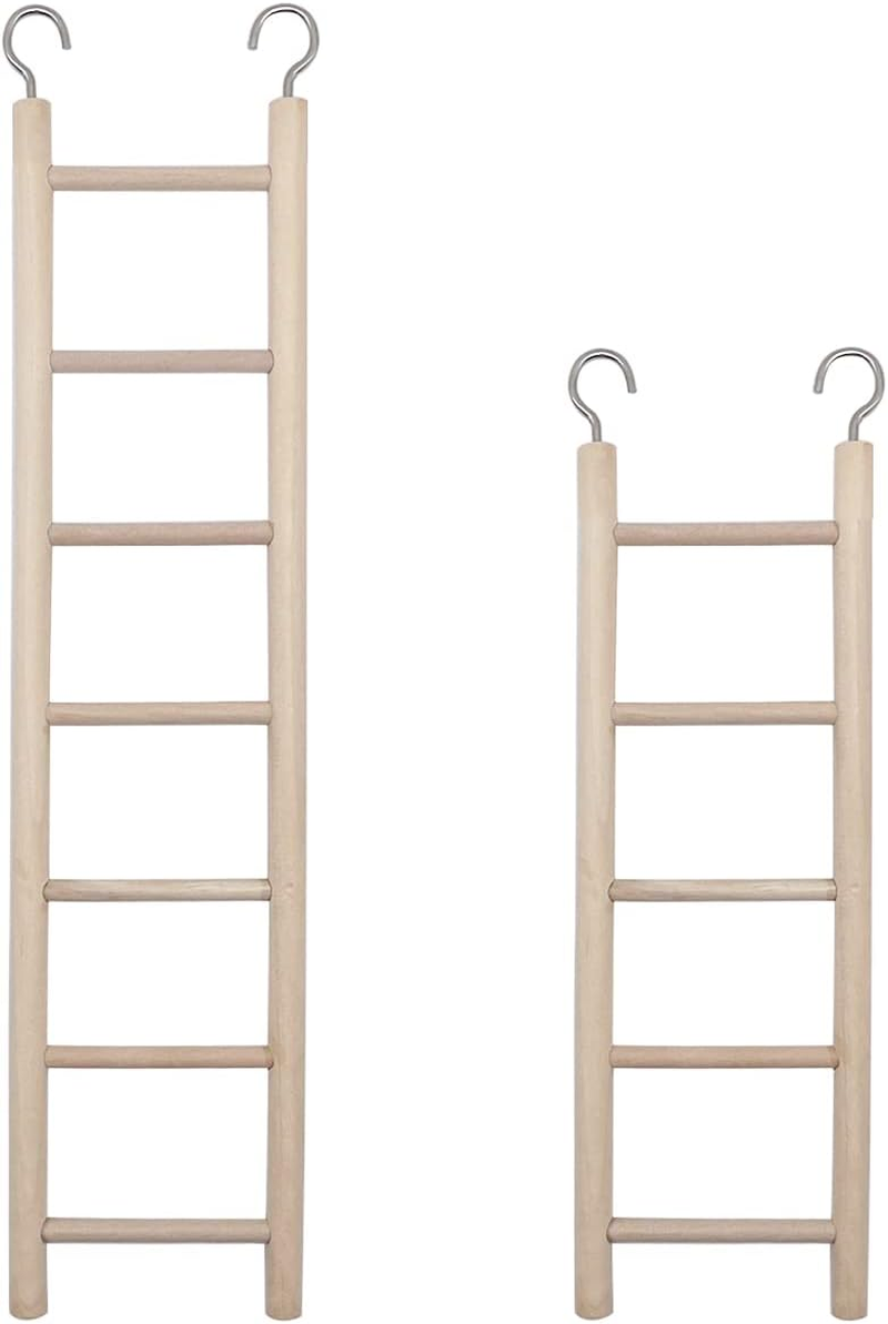 2Pcs Bird Wooden Ladder Bird Ladders Wooden Ladder for Bird Cage Parrot Ladder Climbing Toy Birdie Basics (5 & 7 Step)