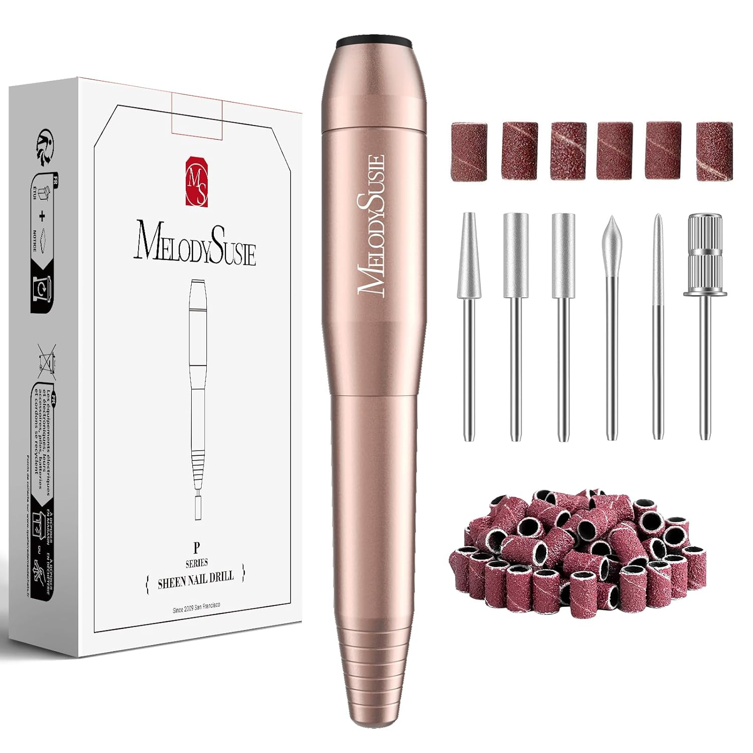 Melodysusie Pen-Shaped Portable USB Nail Drill, PC120I 20000RPM Electric Nail File with Compact Design for All Nail Care, Manicure Polishing, Shaping & Gel Removal at Home for Beginners