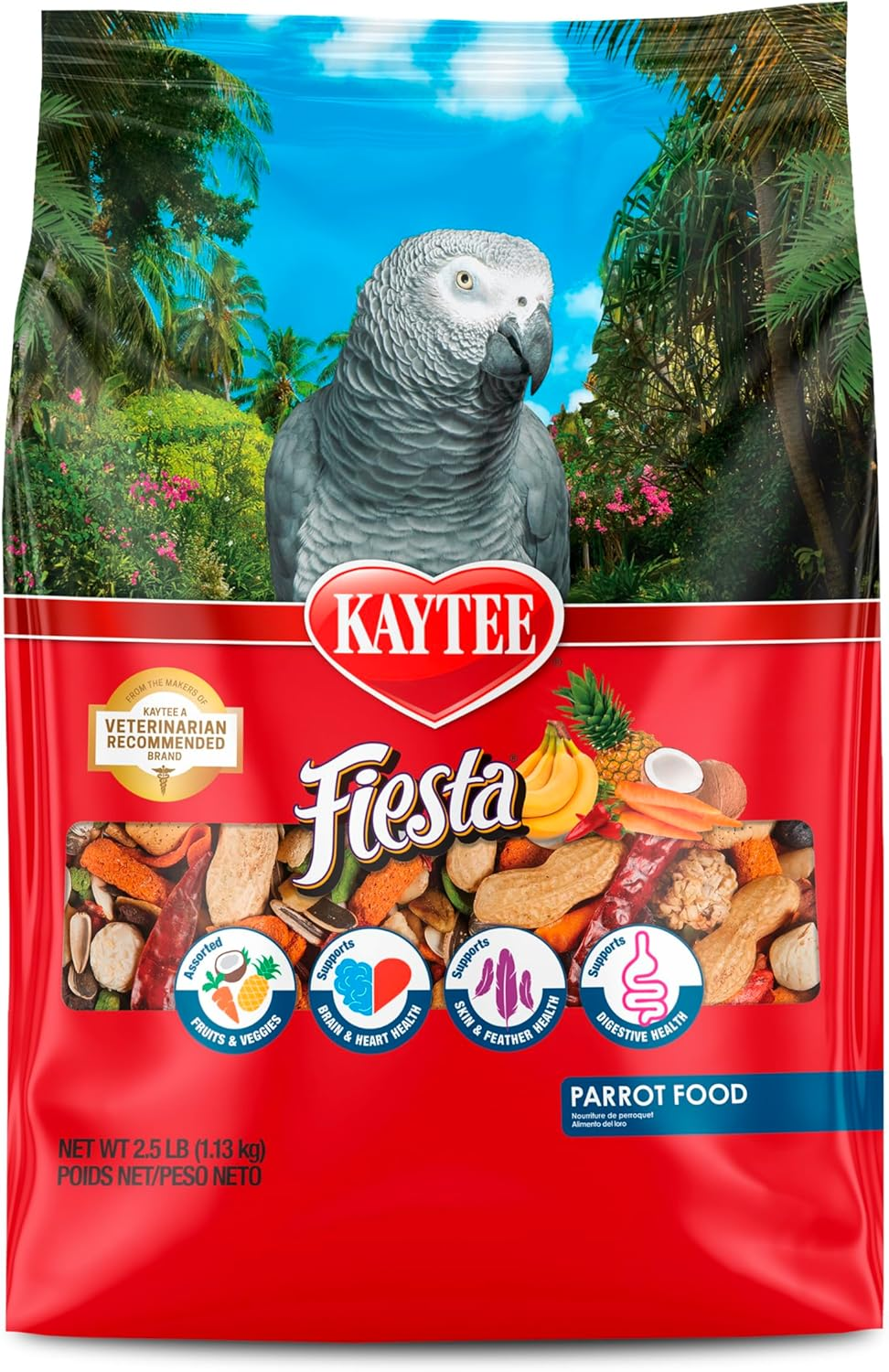 Fiesta Parrot Food, Nutritious and Fun Blend, Supports Skin, Feather, Digestion, Brain and Heart Health, 2.5 Pounds