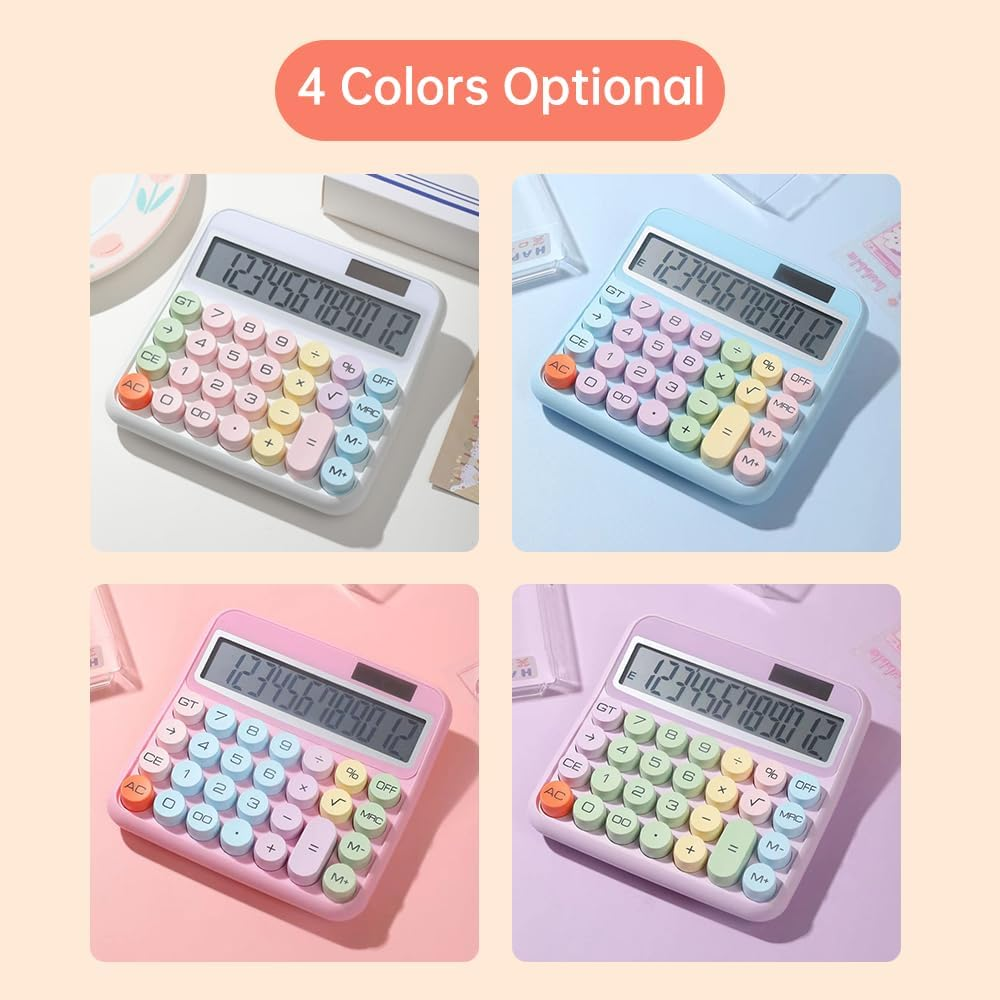 Mechanical Calculator 12 Digit Large LCD Display Big Round Button 15°Tilt Scr... - Picture 7 of 16