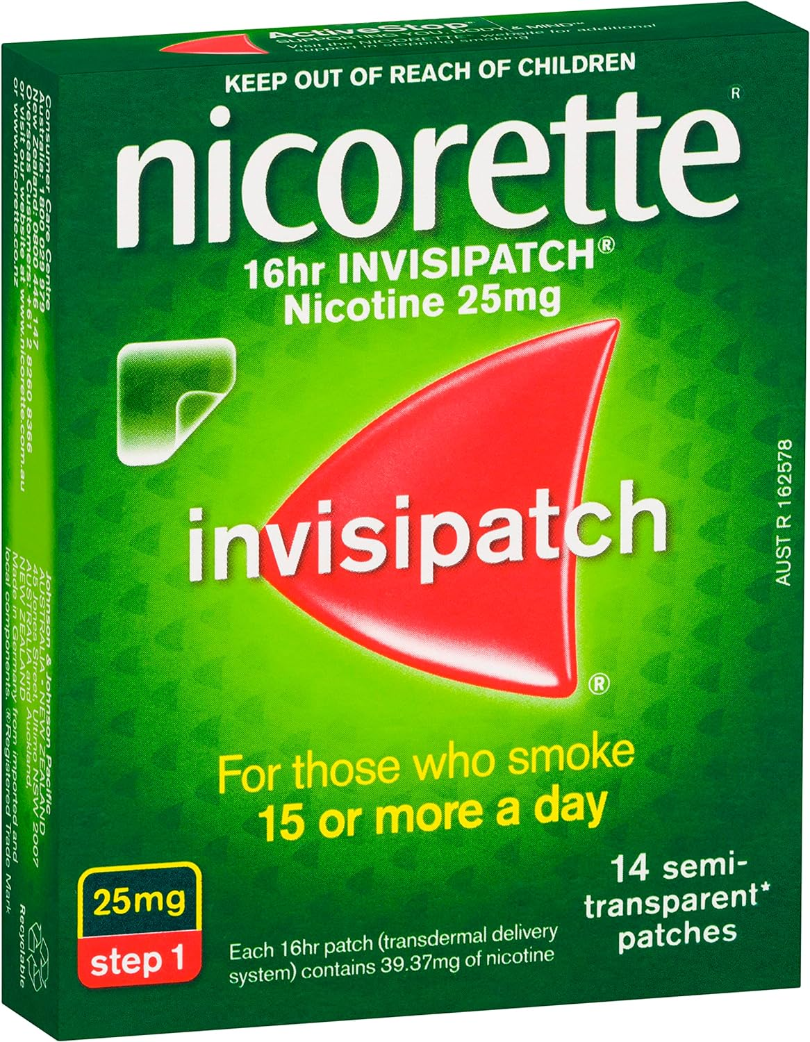Nicorette Quit Smoking Nicotine 16 hour Invisipatch Step 1 25mg 7 Pack - Picture 2 of 15