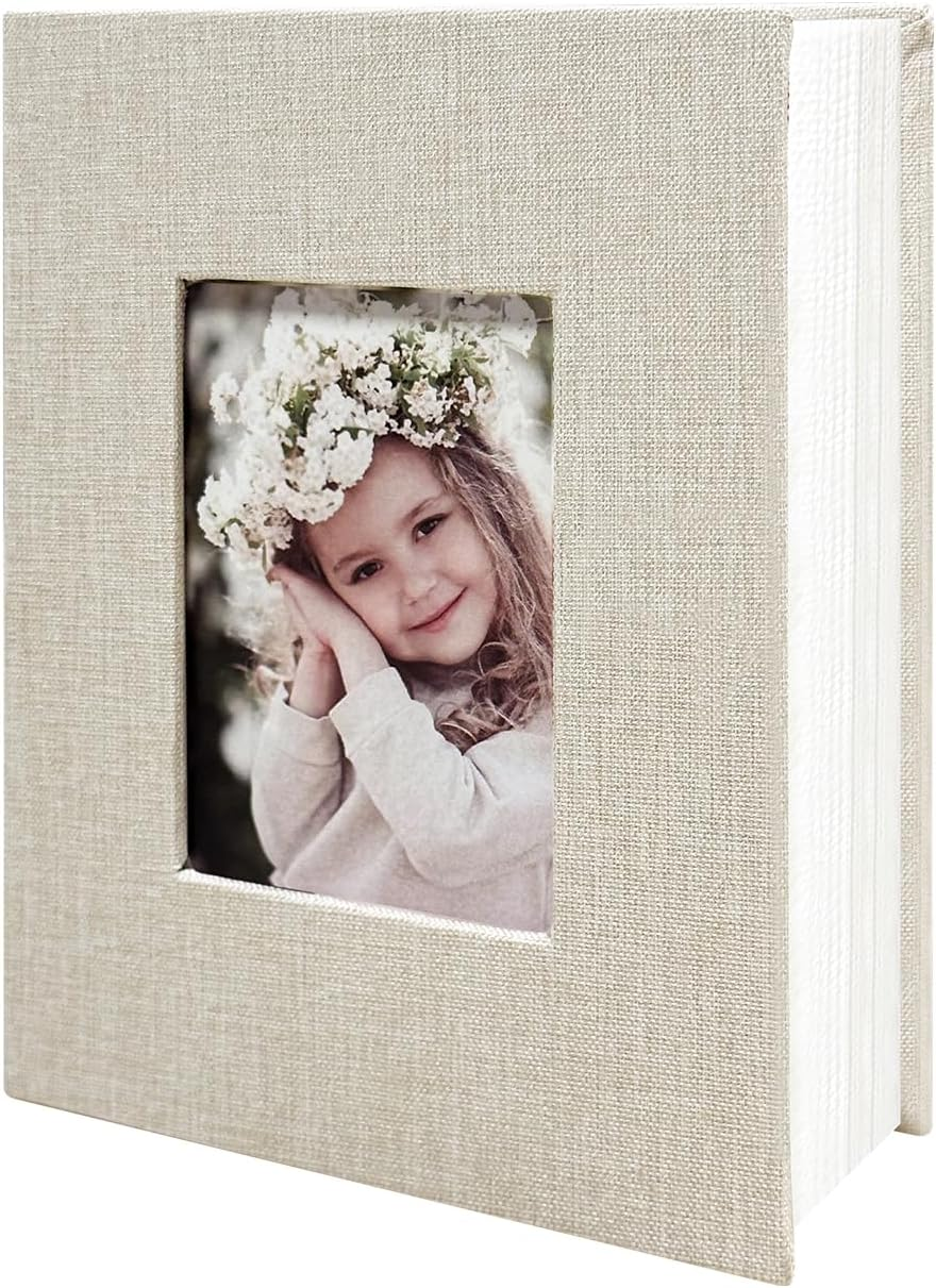 Photo Album 4X6 100 Pockets, Linen Cover Top Loader Vertical, Slip-In Picture 