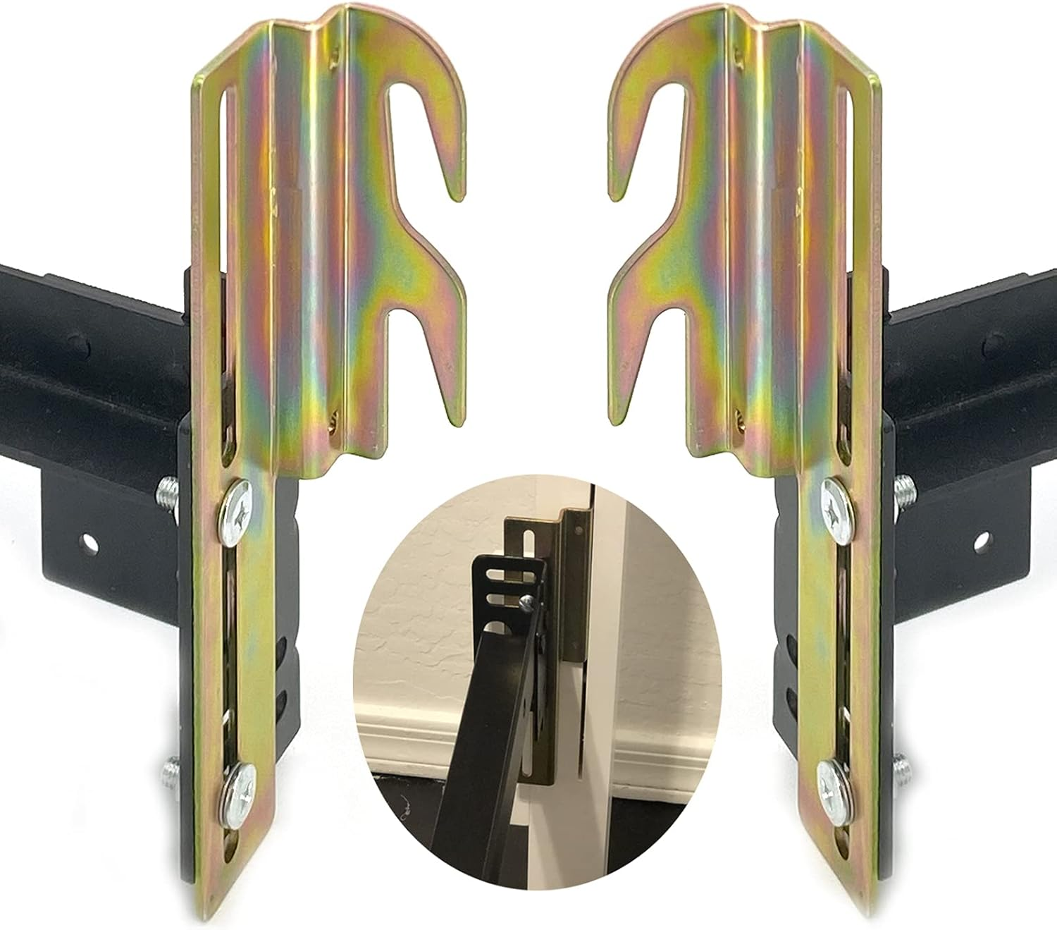 2 Pcs 711 Bed Frame Bolt on to Hook on Conversion Brackets for Headboard with Hardware, Adjustable Bed Rail Hook Plate Adapter,Hook on Bed Rails Brackets