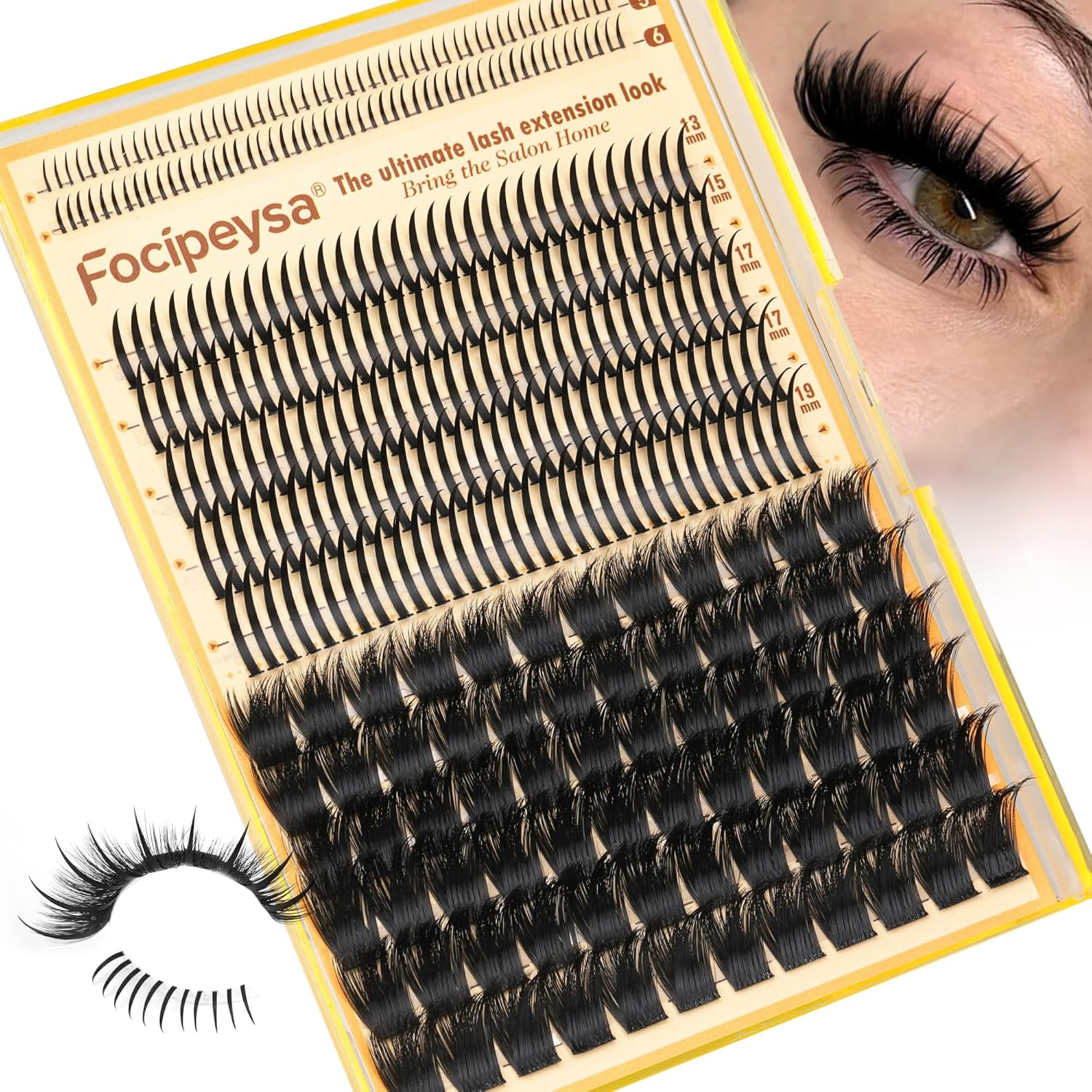 200D Lash Extensions with Bottom Lash Volume Eyelash Extensions 12-18Mm DIY Eyelash Clusters Thick Individual Lash Extensions Full Volume Eyelashes Extensions for Beginners