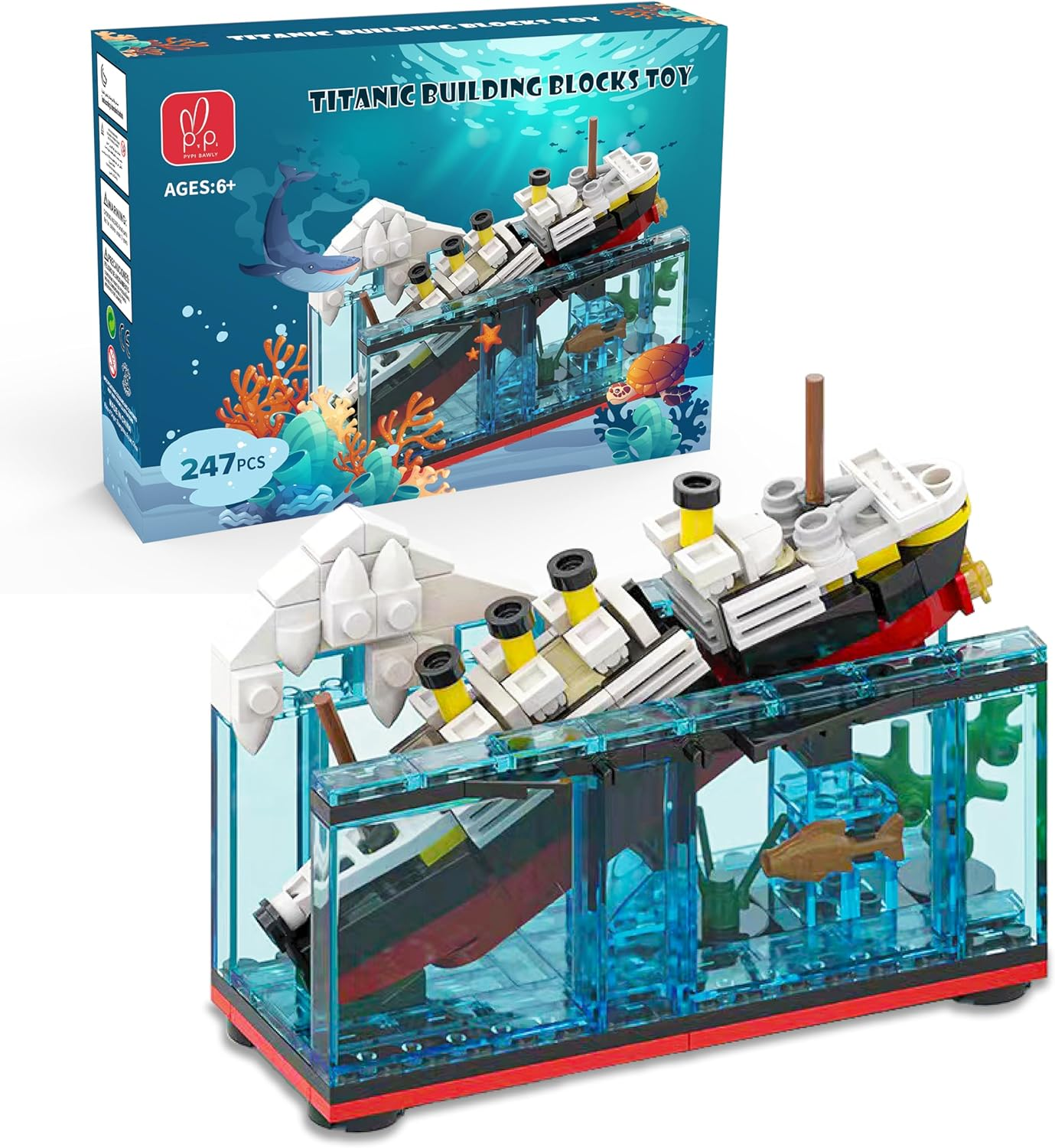 Titanic Sink and Break in Half Toy Building Blocks Set, Titanic Toys for Kids, Titanic Cruise Ship Model Toy, Titanic Model Ship Kit, Boat Bricks Kit 247 Pcs