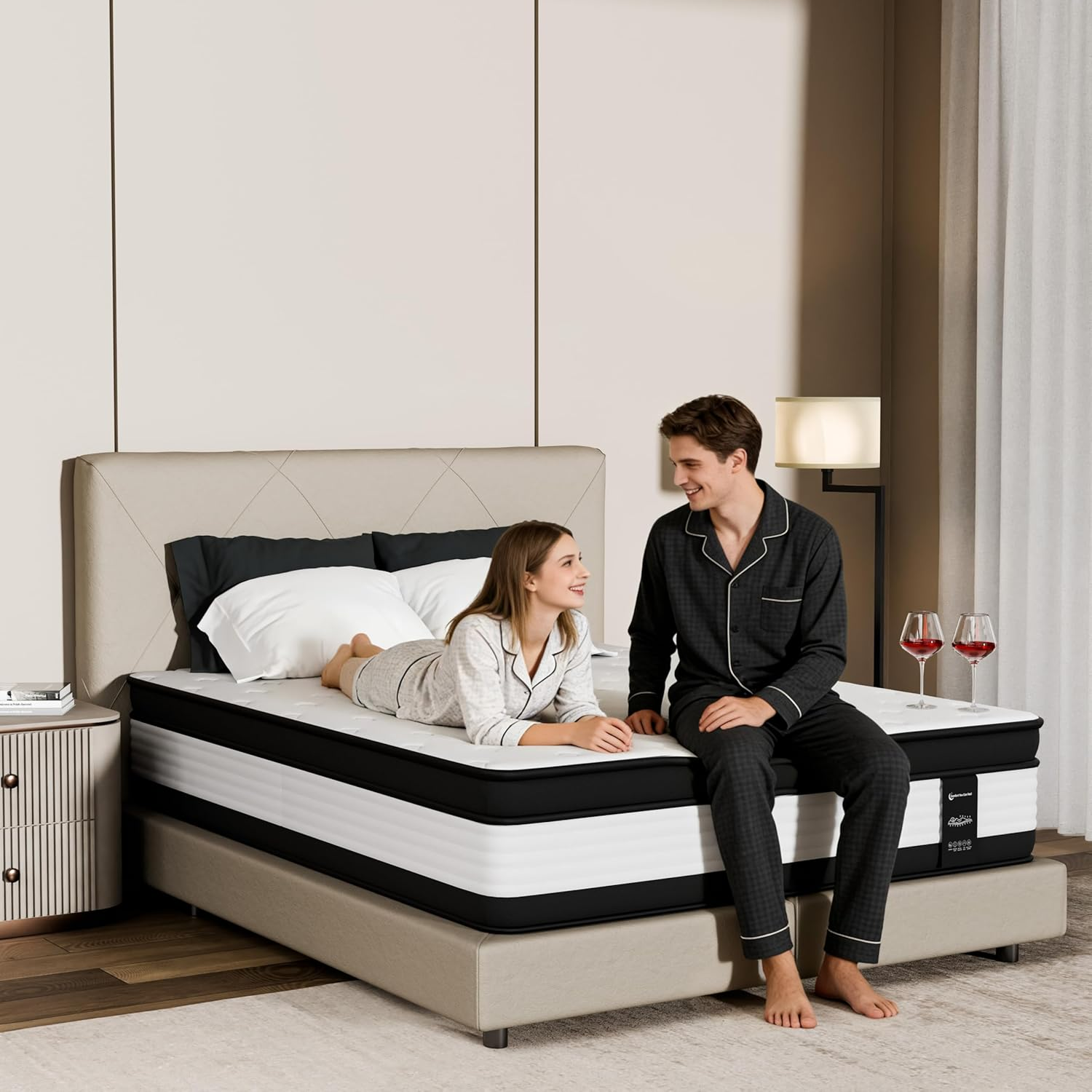 12 Inch Queen Mattress Hybrid Memory Foam with Individually Wrapped Pocket Springs, Medium Firm Bed in a Box for Pressure Relief Motion Isolation Edge Support, Breathable Design Certipur-Us Certified